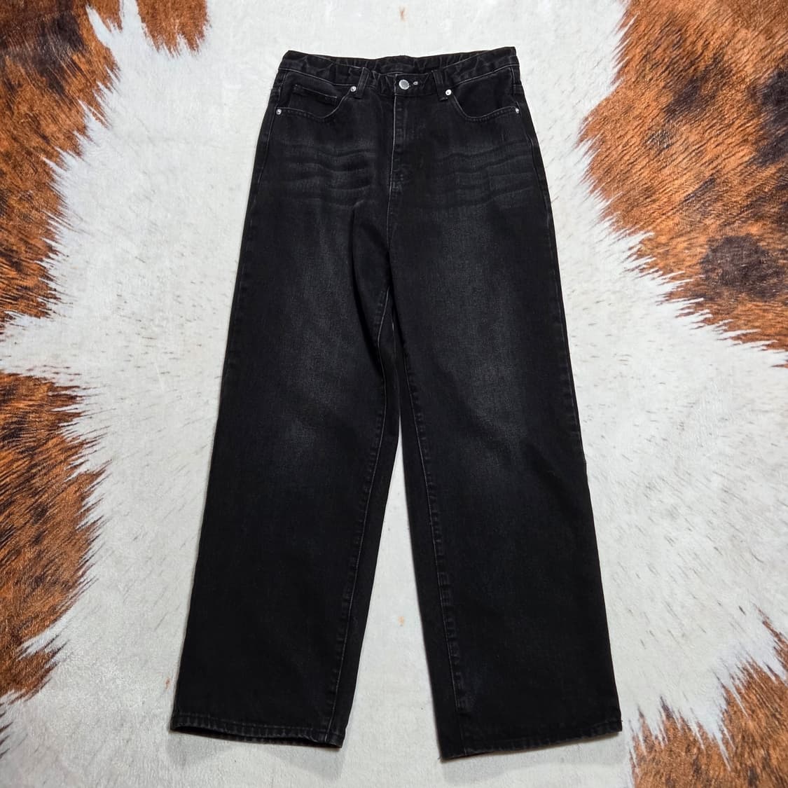 빈티지 흑청 와이드 데님팬츠 상품이미지1
