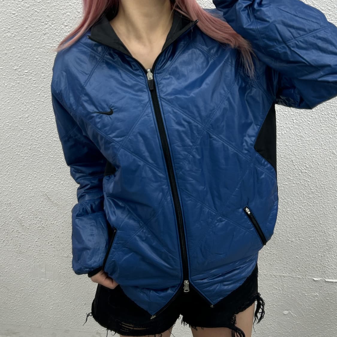 나이키 블루 패딩 리버시블 블랙 바람막이 상품이미지2