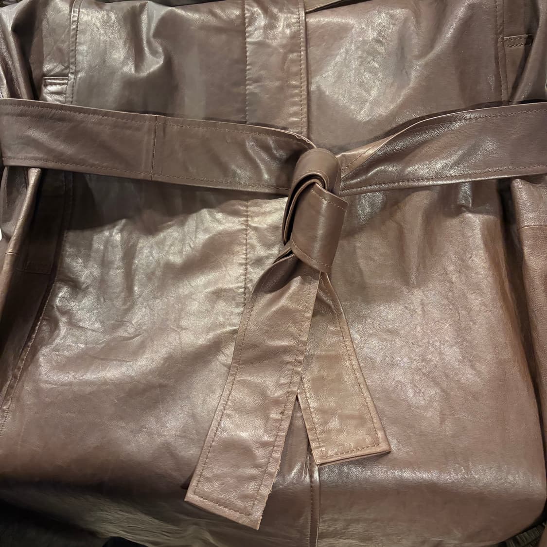 [M] 베라왕 양가죽 브라운 레더 롱 트렌치 코트 D654 상품이미지6