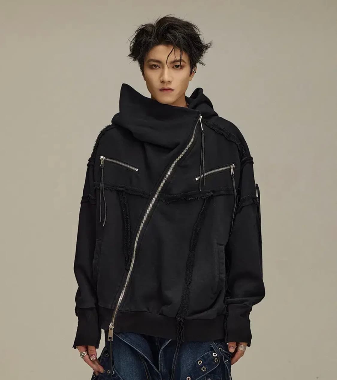 비엑세스 사선 절개 후드집업 상품이미지2