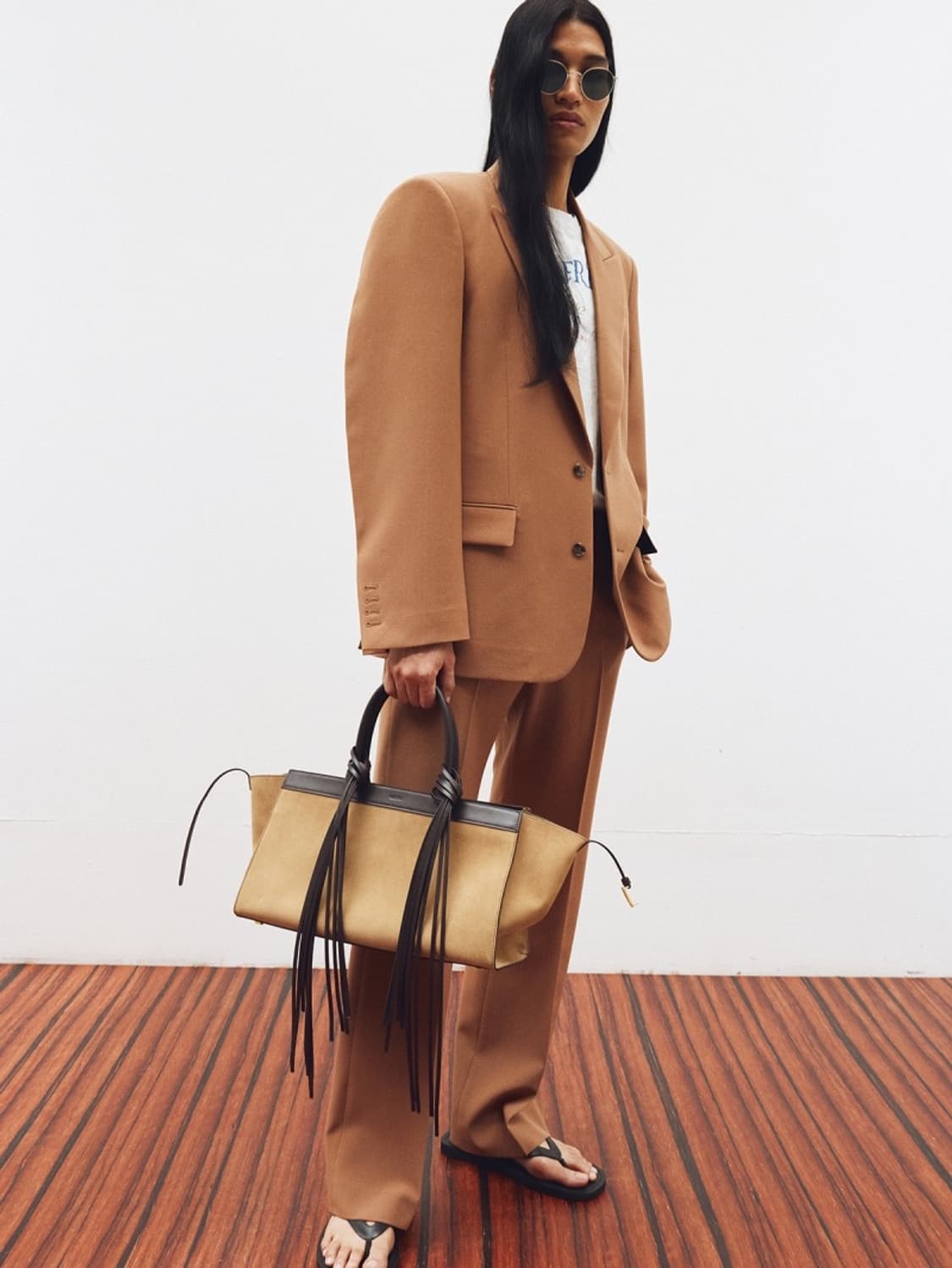 렉토 이비자 캔버스 라지 토드백 스웨이드 탄 상품이미지5