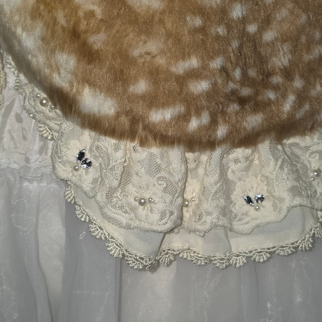 엑시즈팜)빈티지 밤비 레이스큐빅 퍼 모리걸 조끼베스트 상품이미지2