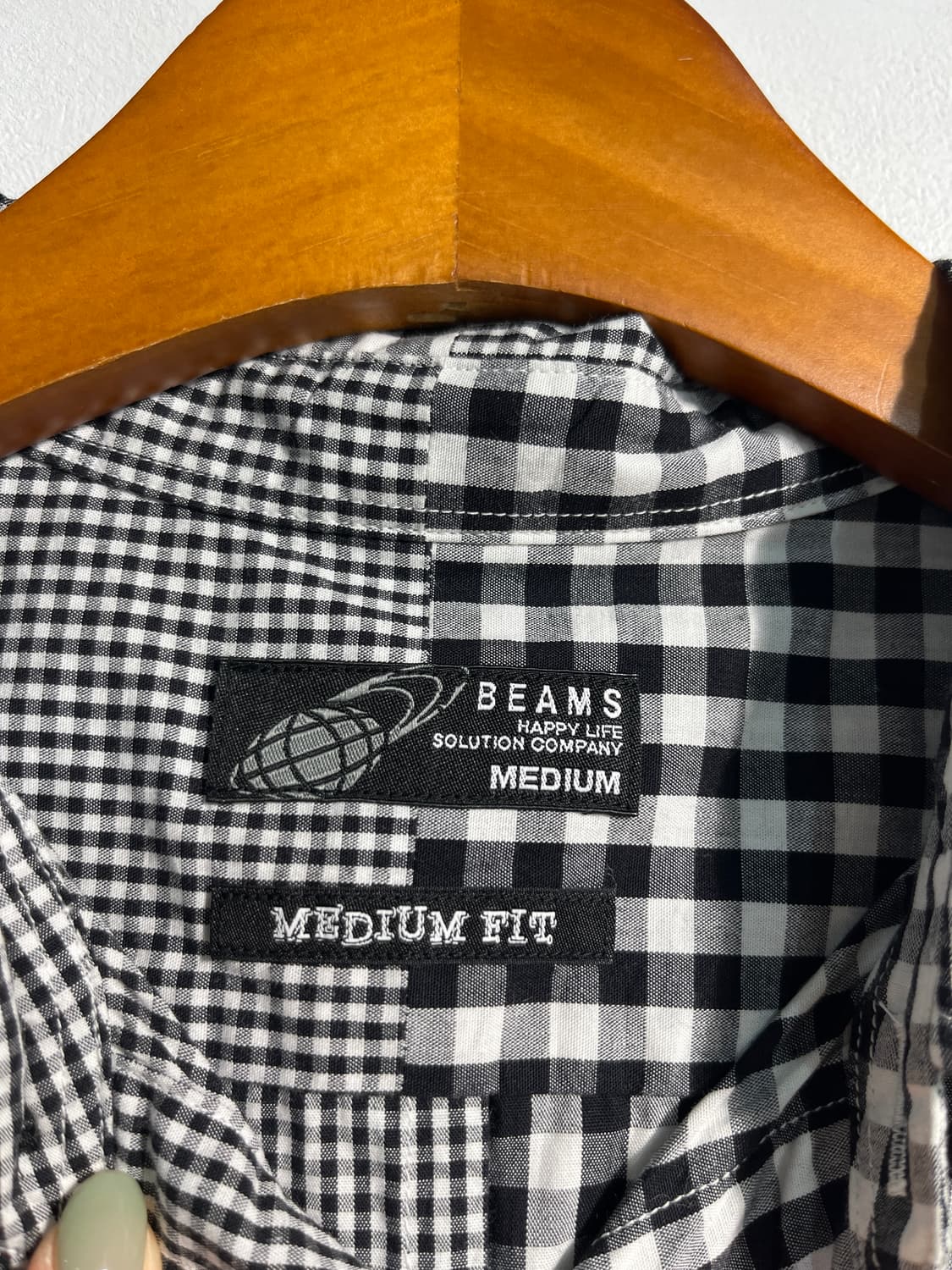 BEAMS 빔즈 언발란스 체크 셔츠 M 상품이미지7