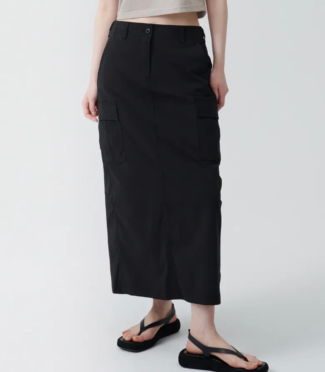 무신사스탠다드 카고 맥시 스커트 블랙 상품이미지1