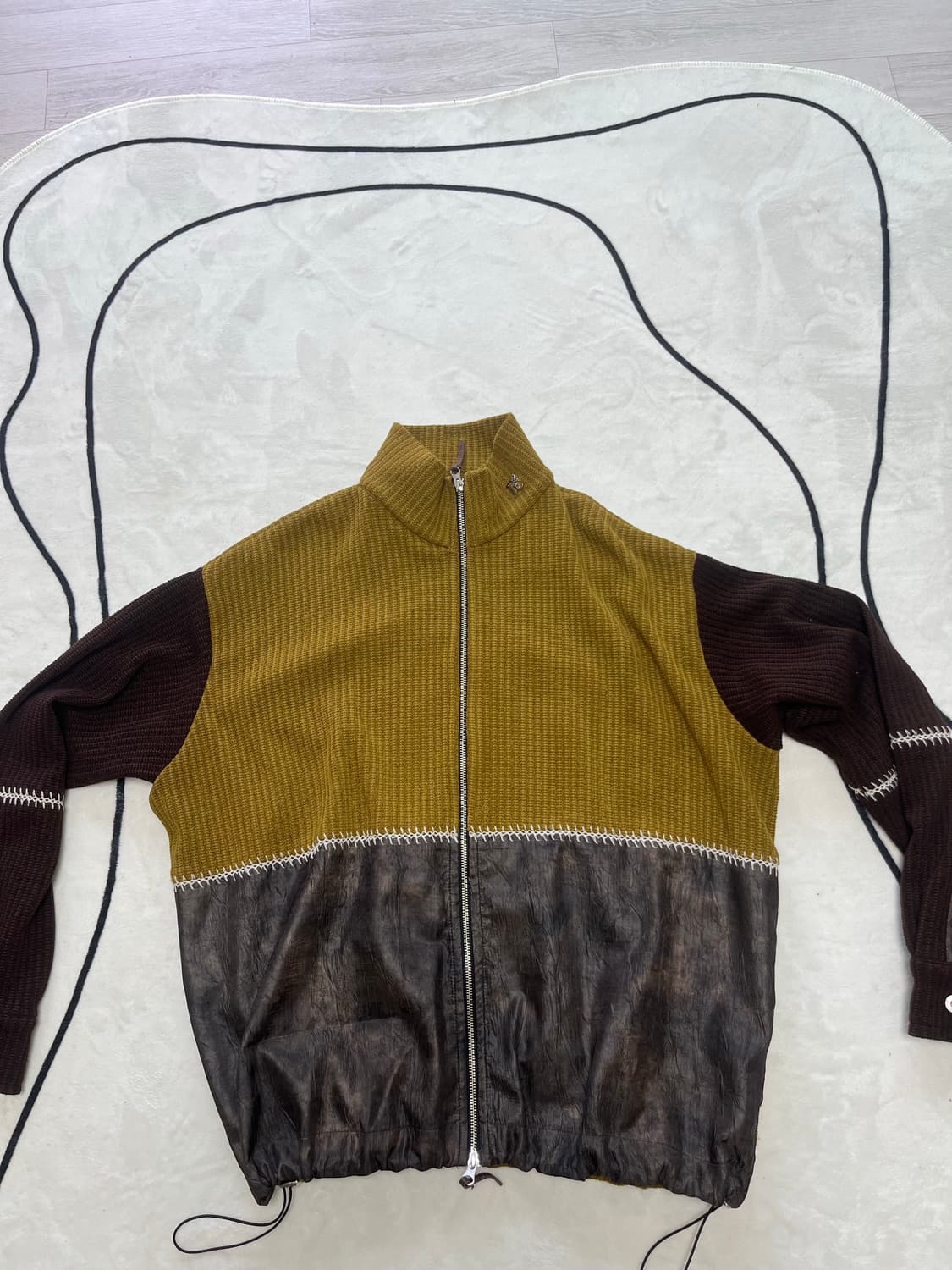 RSSC STITCHED MIX KNIT ZIP UP - MUSTARD 상품이미지3