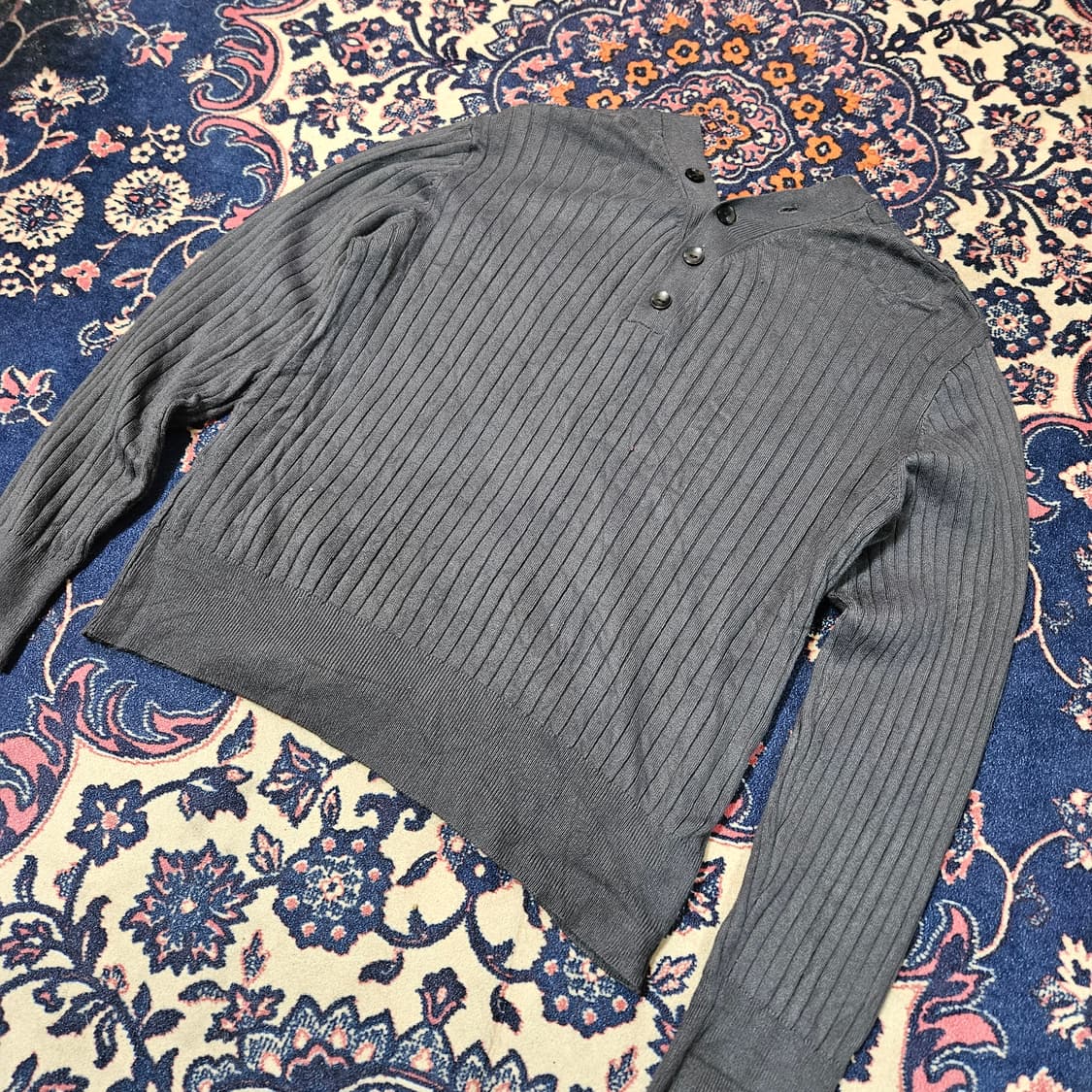 (미사용) 로페피크닉 in Japan 레이온 차콜 풀버튼 가디건 40 상품이미지2