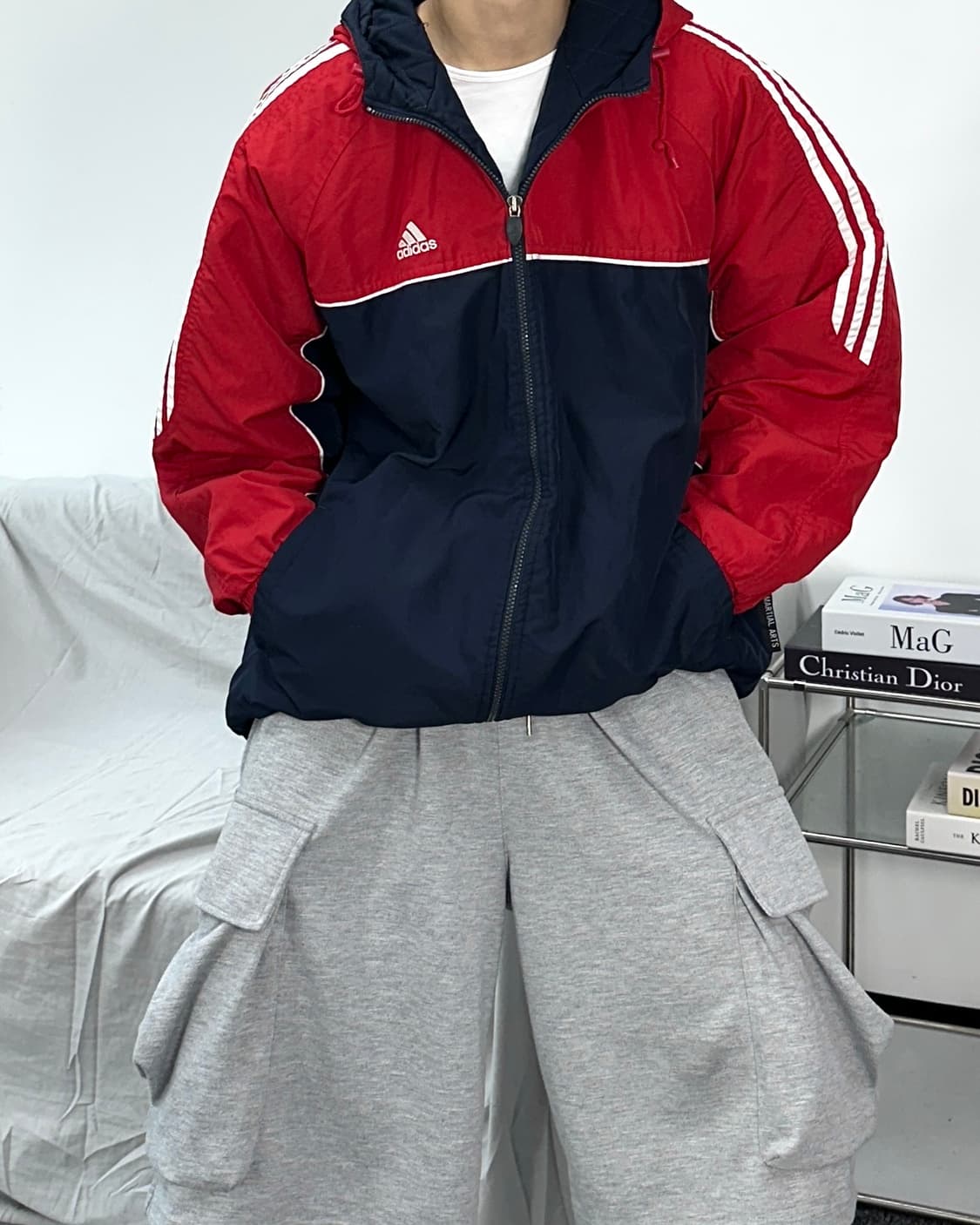 아디다스 00s 네이비 레드 누빔 자켓 XL 상품이미지3