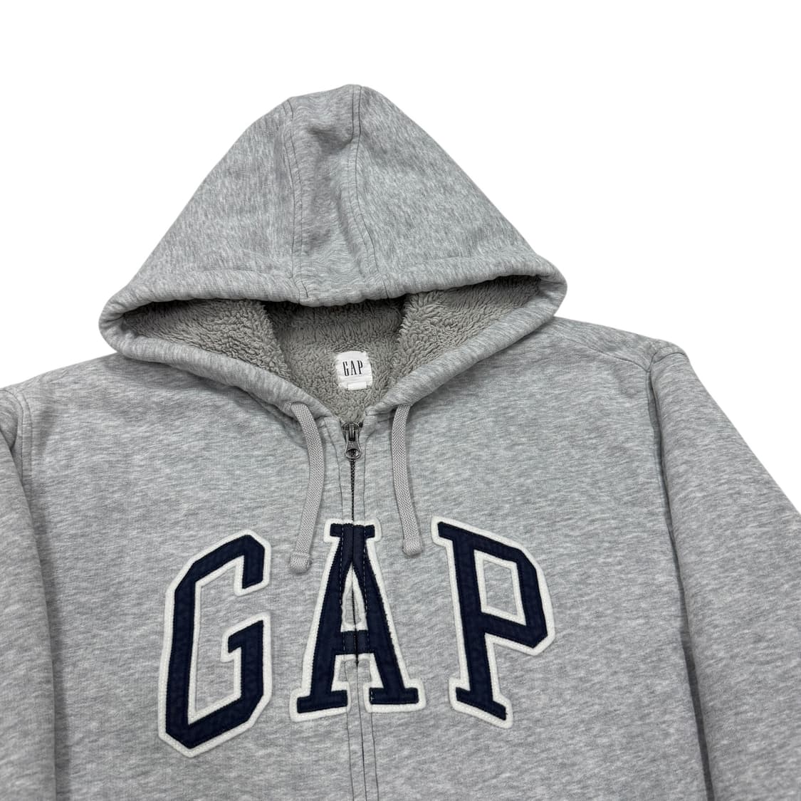 GAP 빈티지 스펠로고 보아털 후드집업 자켓 그레이 XL 상품이미지2