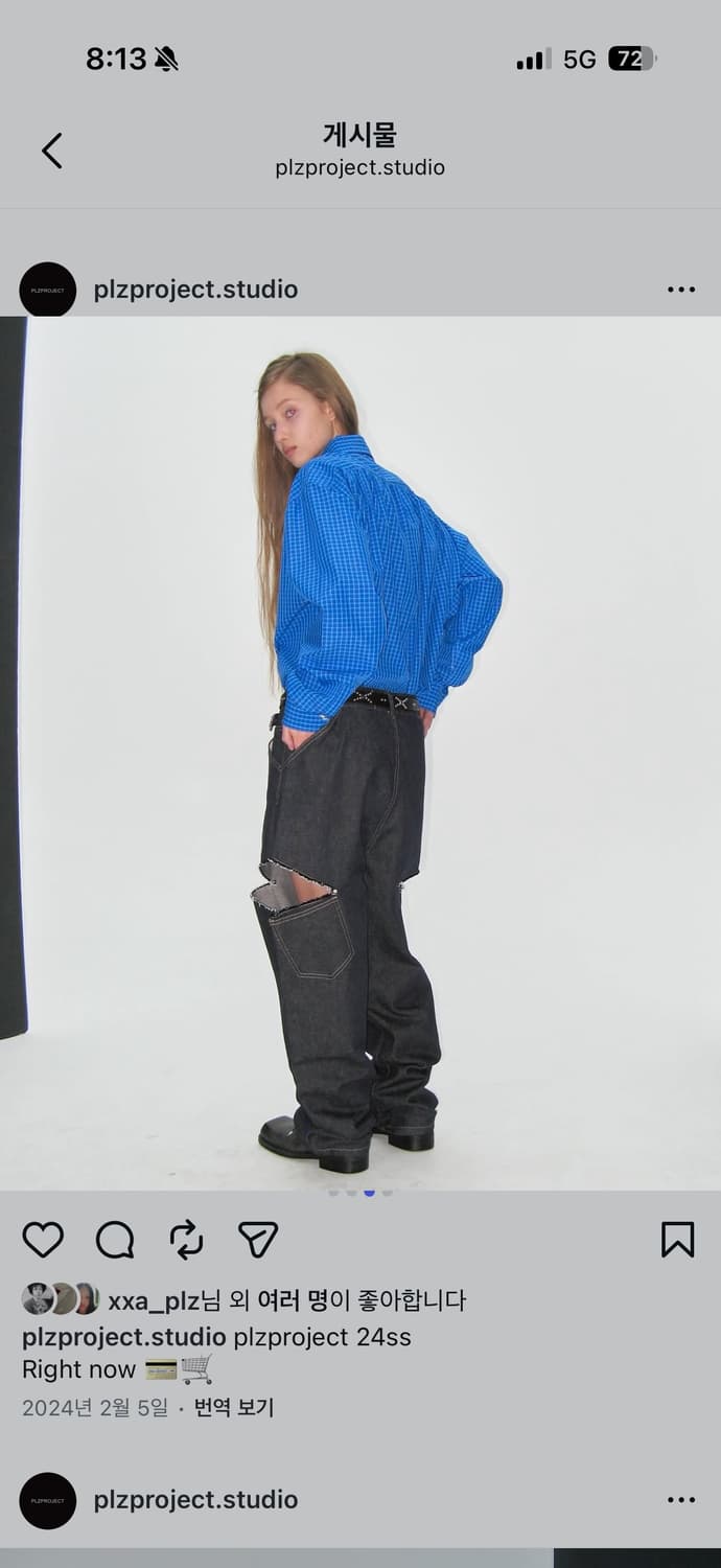 CHECK SHIRRING SHIRT, BLUE 상품이미지3