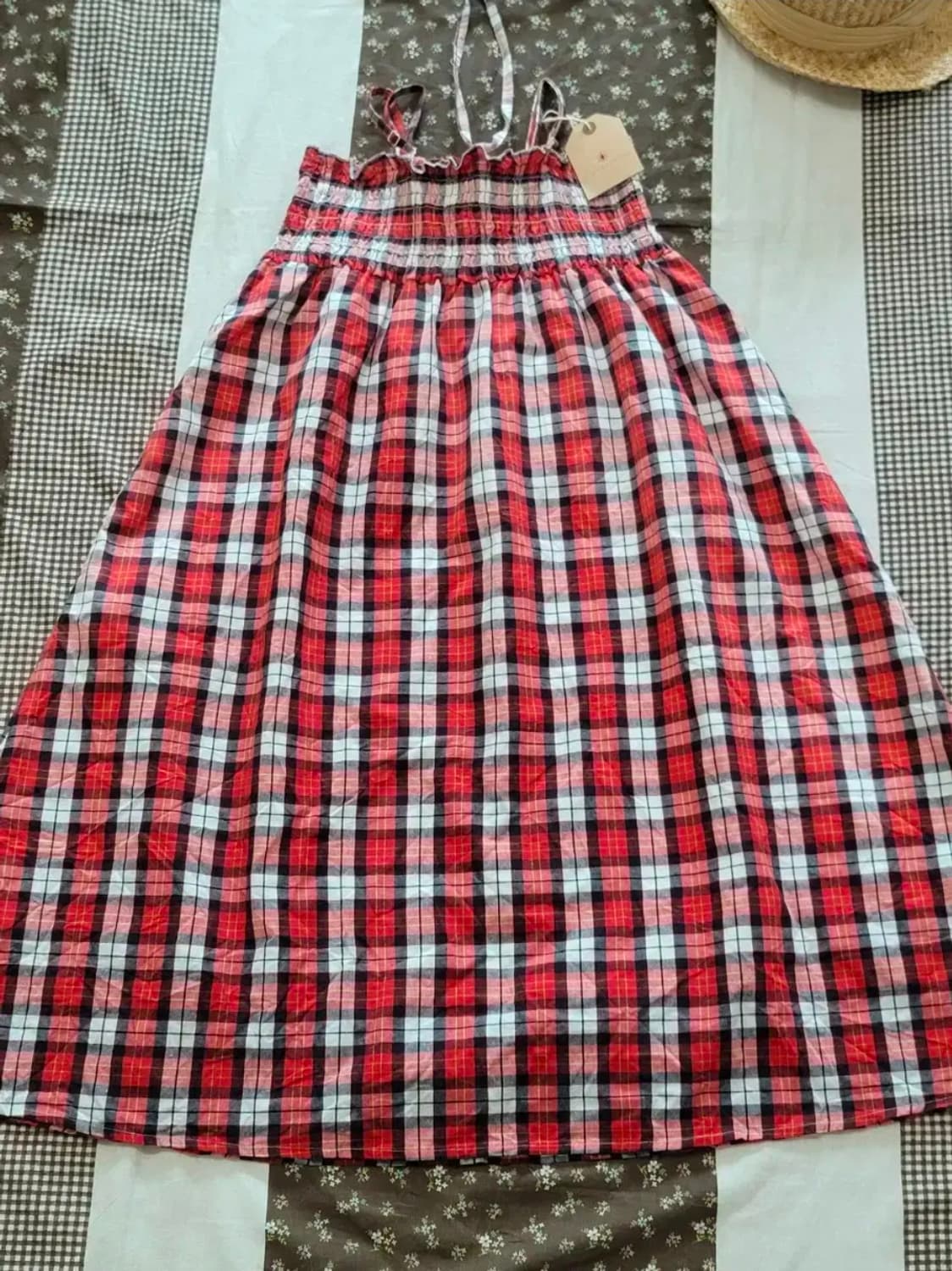 일본빈티지 새제품 레드체크 뷔스티에원피스 THE EMPORIUM 상품이미지6