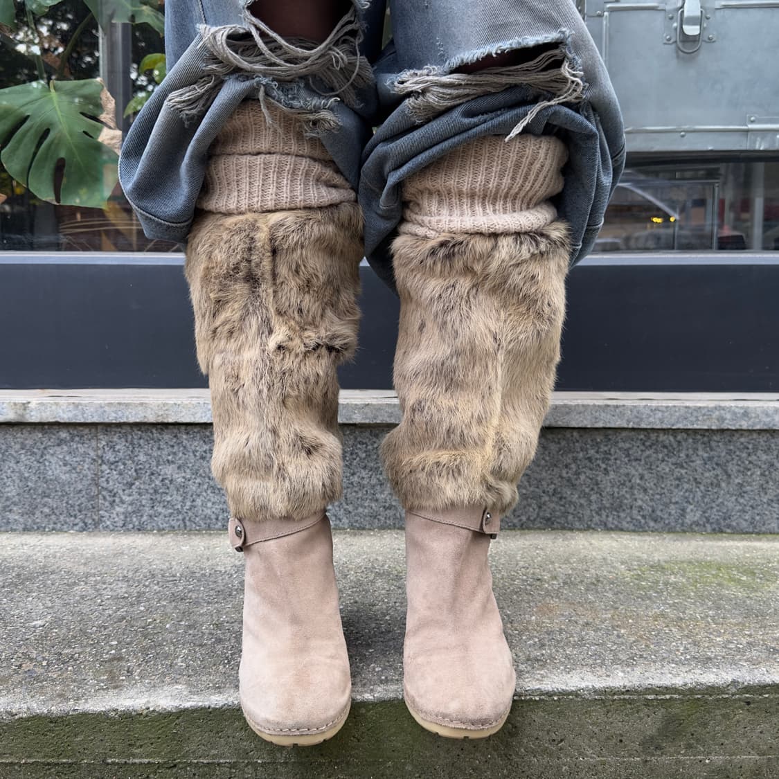 00s Y2K 베티 뮬러 토끼털 롱부츠 상품이미지7
