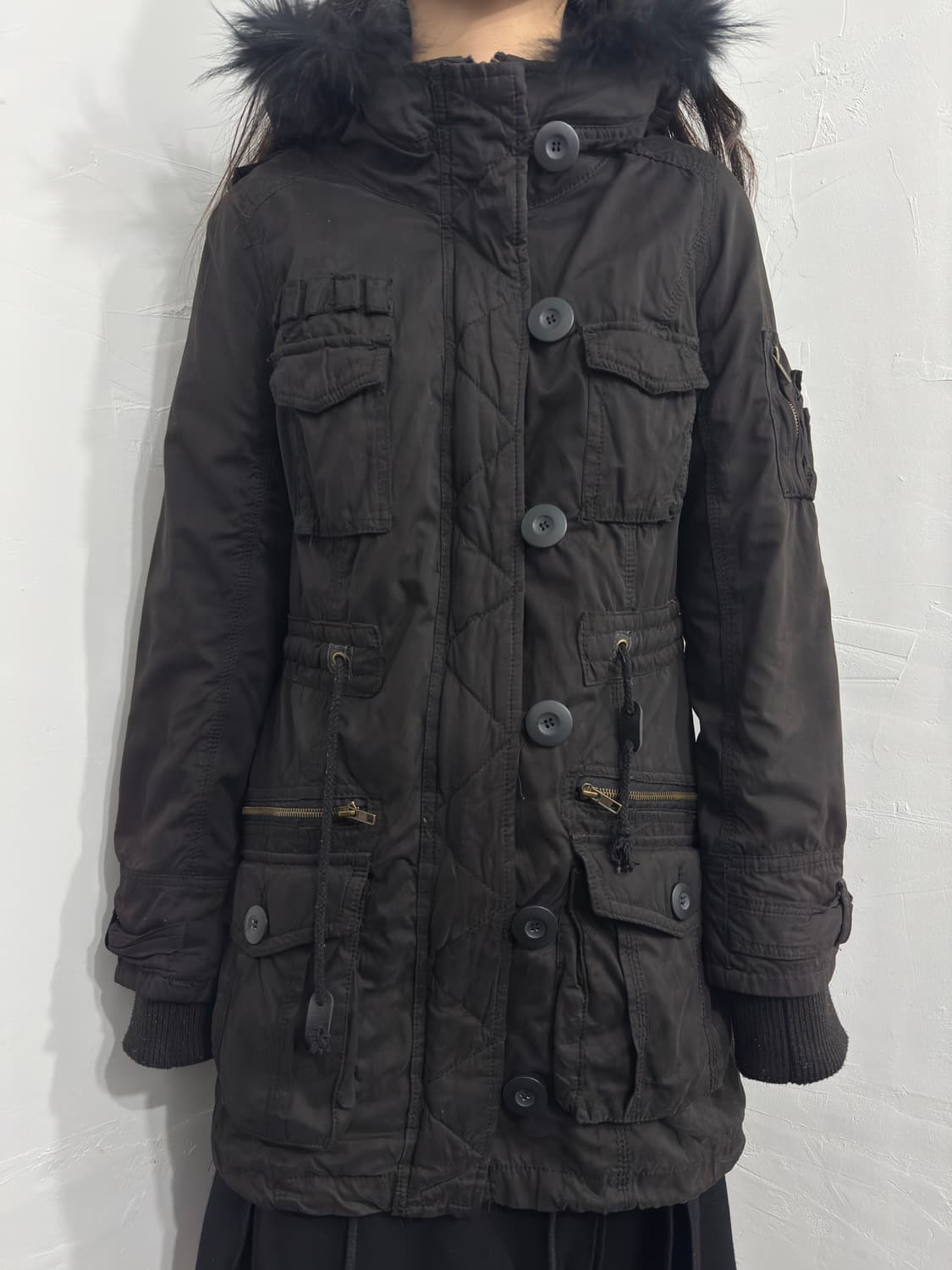 fur hood multi pocket jacket 상품이미지2