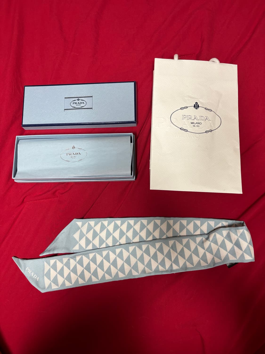 [prada]프라다 프린티드 실크 트윌 스카프 베이비블루 상품이미지3