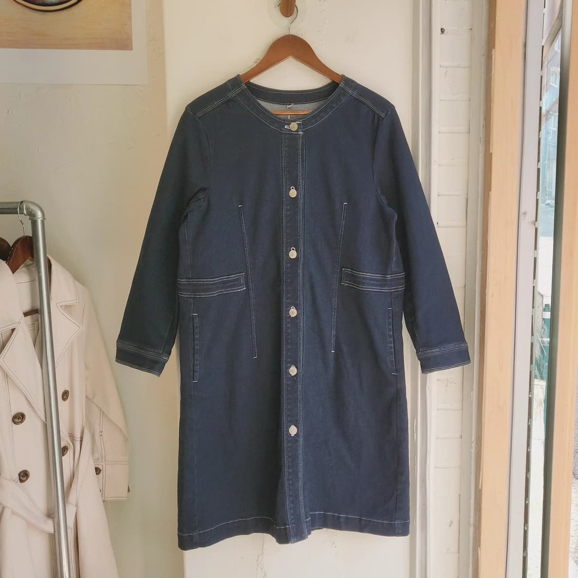 딥블루 스판 데님 원피스 상품이미지2