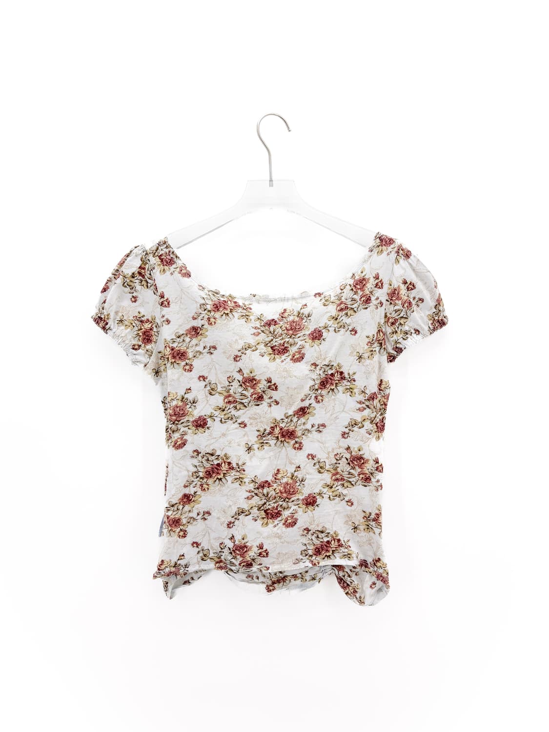 빈티지 로맨틱 플라워 셔링 반팔 티셔츠 상품이미지8