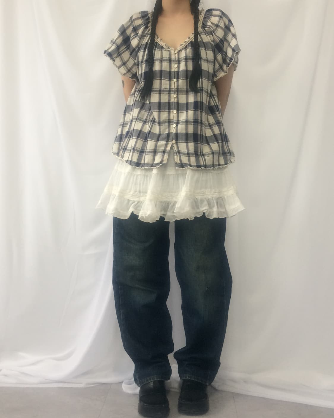Check pattern blouse 상품이미지9