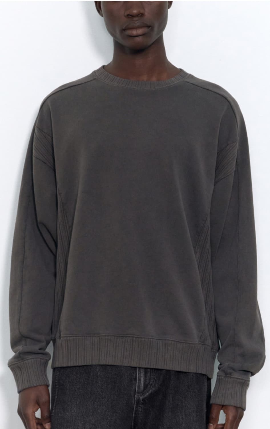 인사일런스 립 믹스드 스웨트셔츠 WASHED GREY L사이즈 상품이미지5