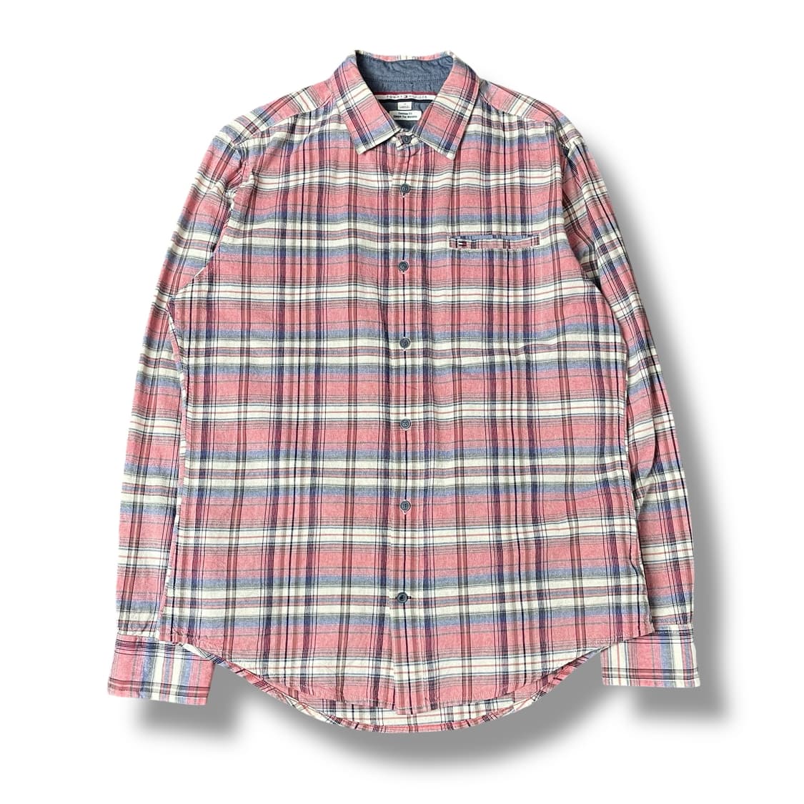 타미힐피거 레드 네이비 체크 커스텀 핏 셔츠 M 상품이미지1