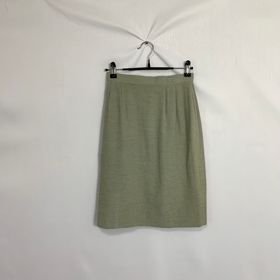 꾸레쥬 로고 자수 미디 스커트 정품 빈티지 하객룩 23-24인치 상품이미지1