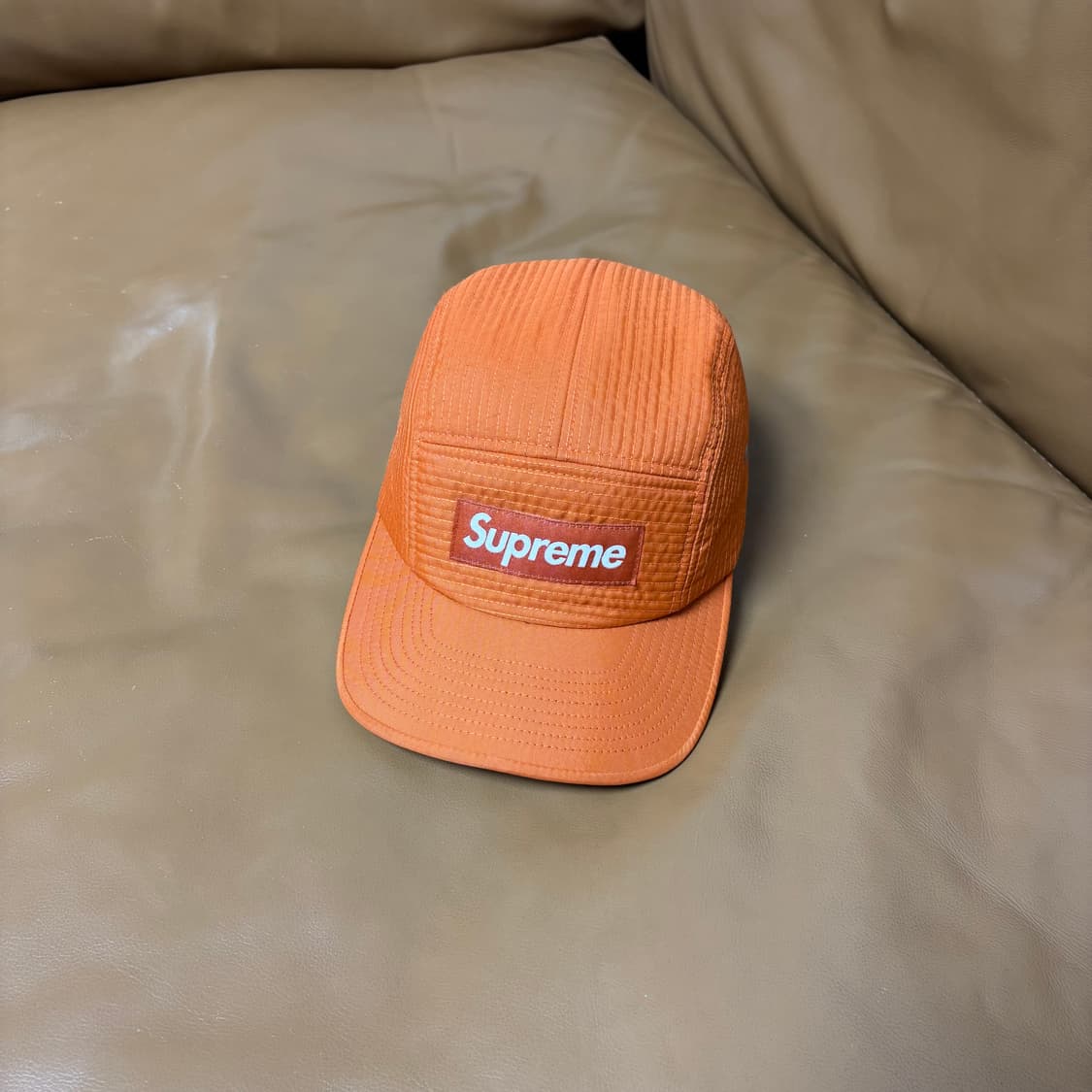 슈프림 캠프캡 모자 박스로고 스티치 나일론 오렌지 상품이미지1