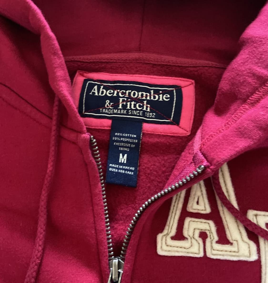아베크롬비 보르도 스웻후드집업 상품이미지2