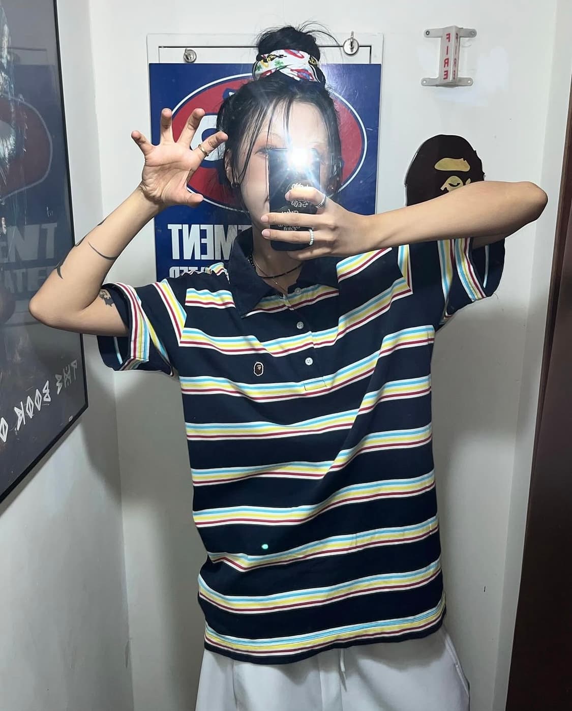 베이프 사루 스트라이프 폴로 PK 카라 티셔츠 상품이미지1