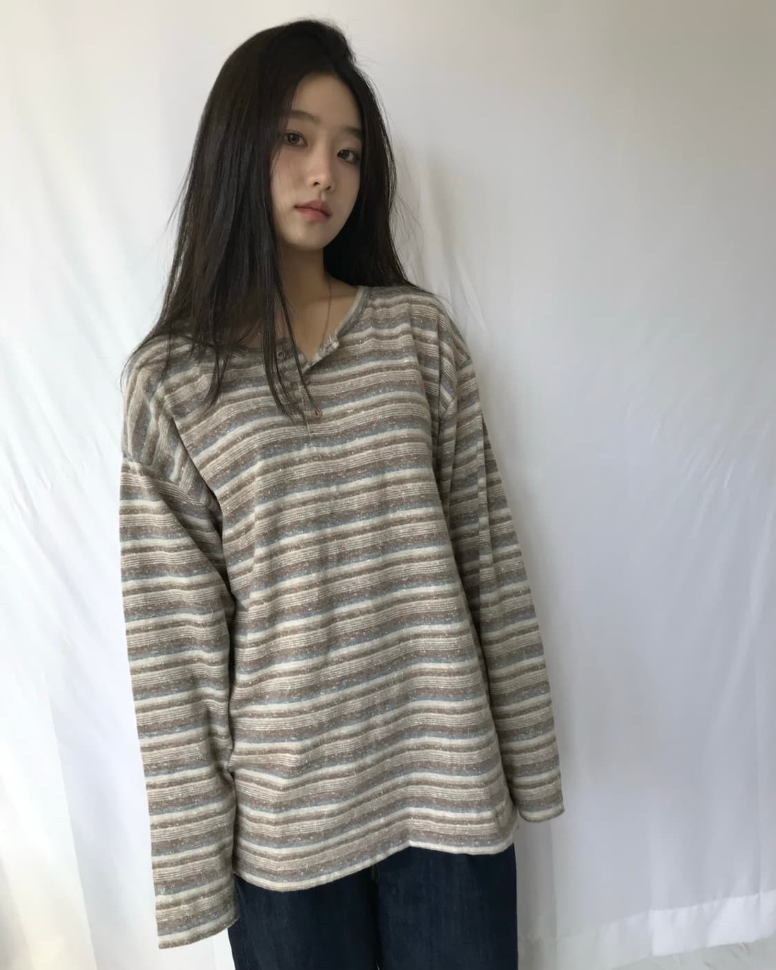 유니클로 90s 스트라이프 헨리 롱슬리브 상품이미지7