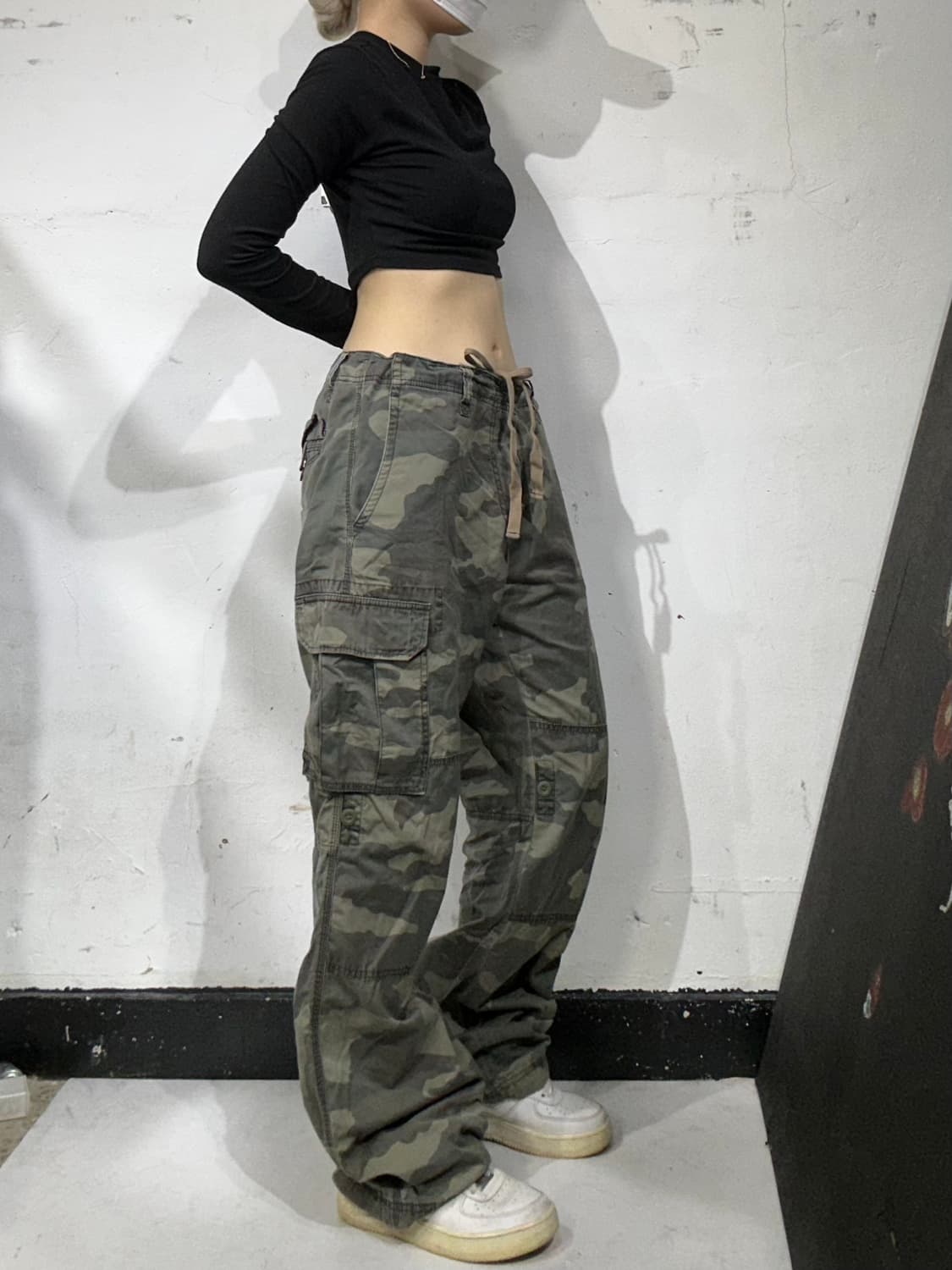 일본 빈티지 카키 와이드 밀리터리 카모 카고 팬츠 군복 바지  상품이미지1