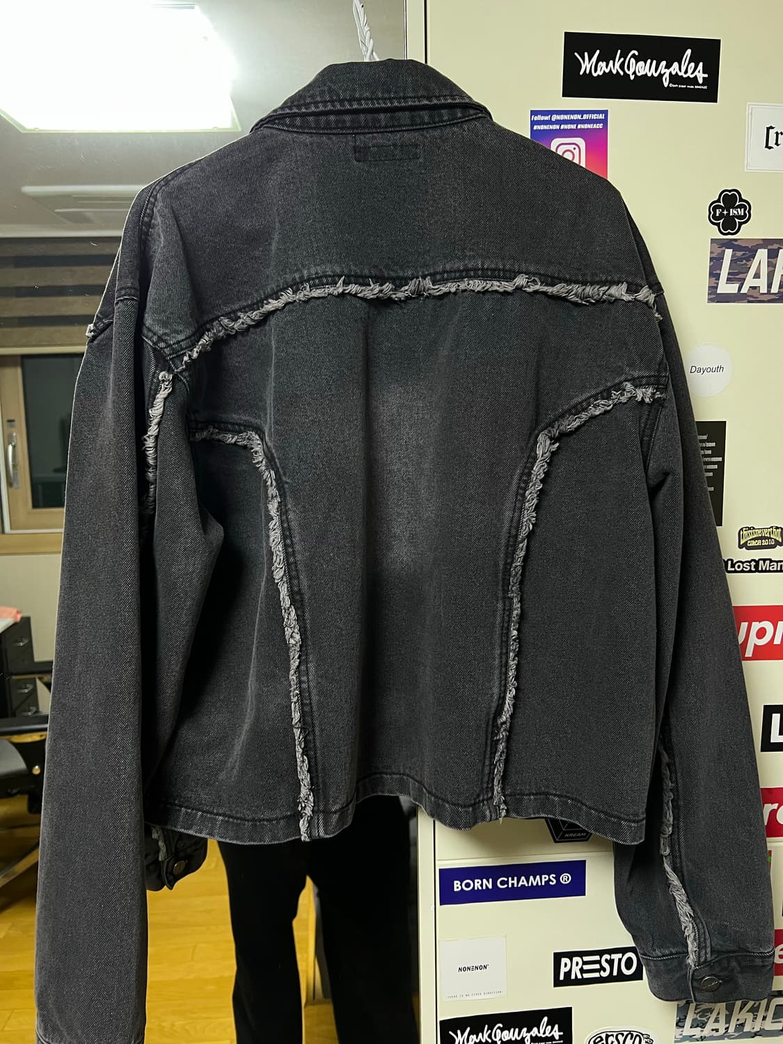 XL낫포너드 크롭 데님 자켓 블랙  상품이미지4