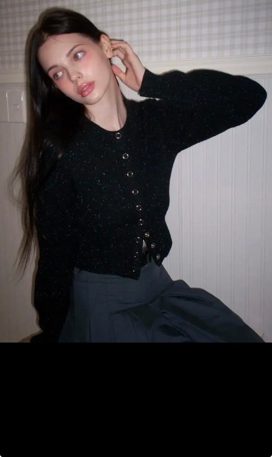 레터프롬문 울 가디건 블랙 상품이미지2