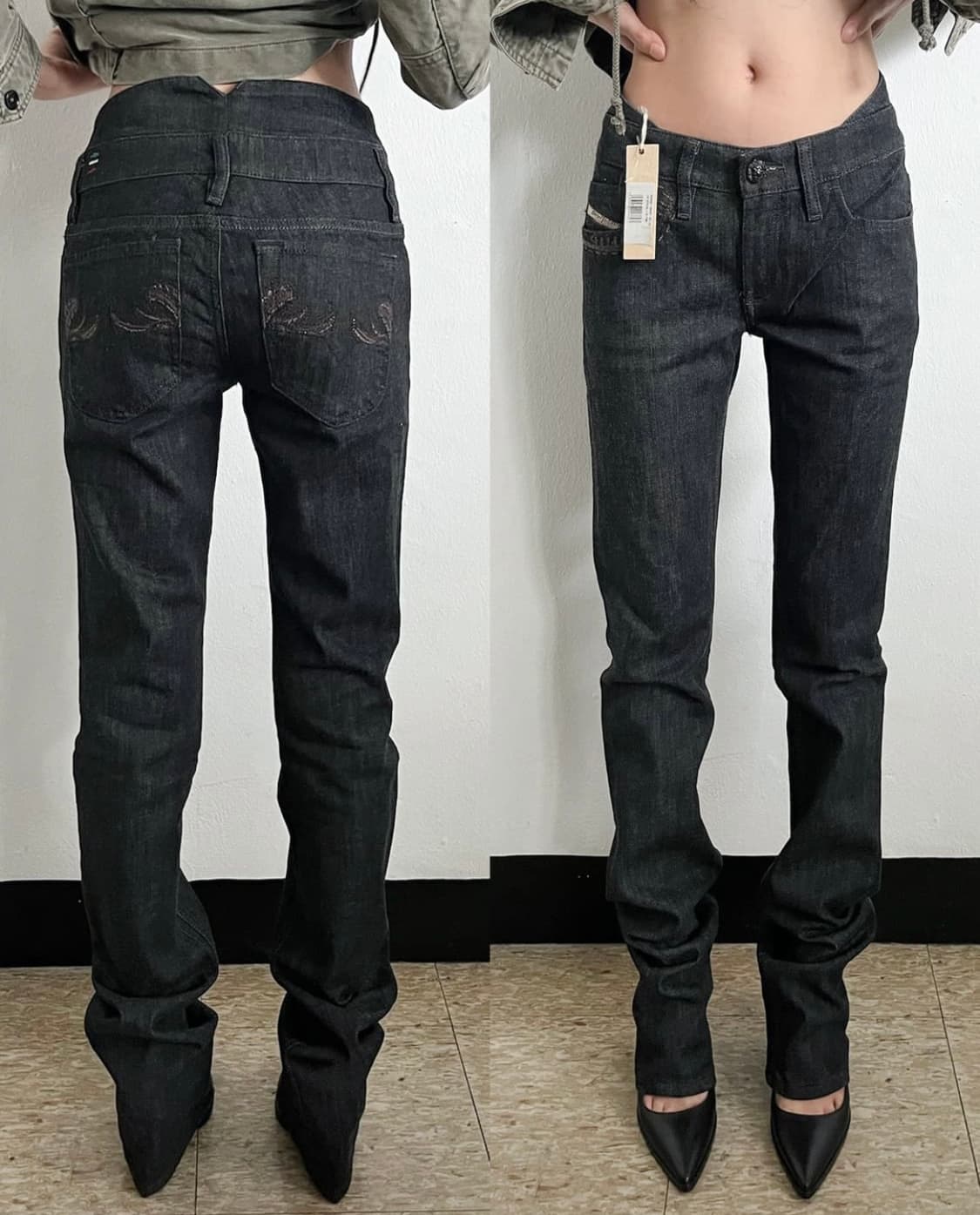 디젤 y2k 세미 부츠컷 블랙 데님 상품이미지2