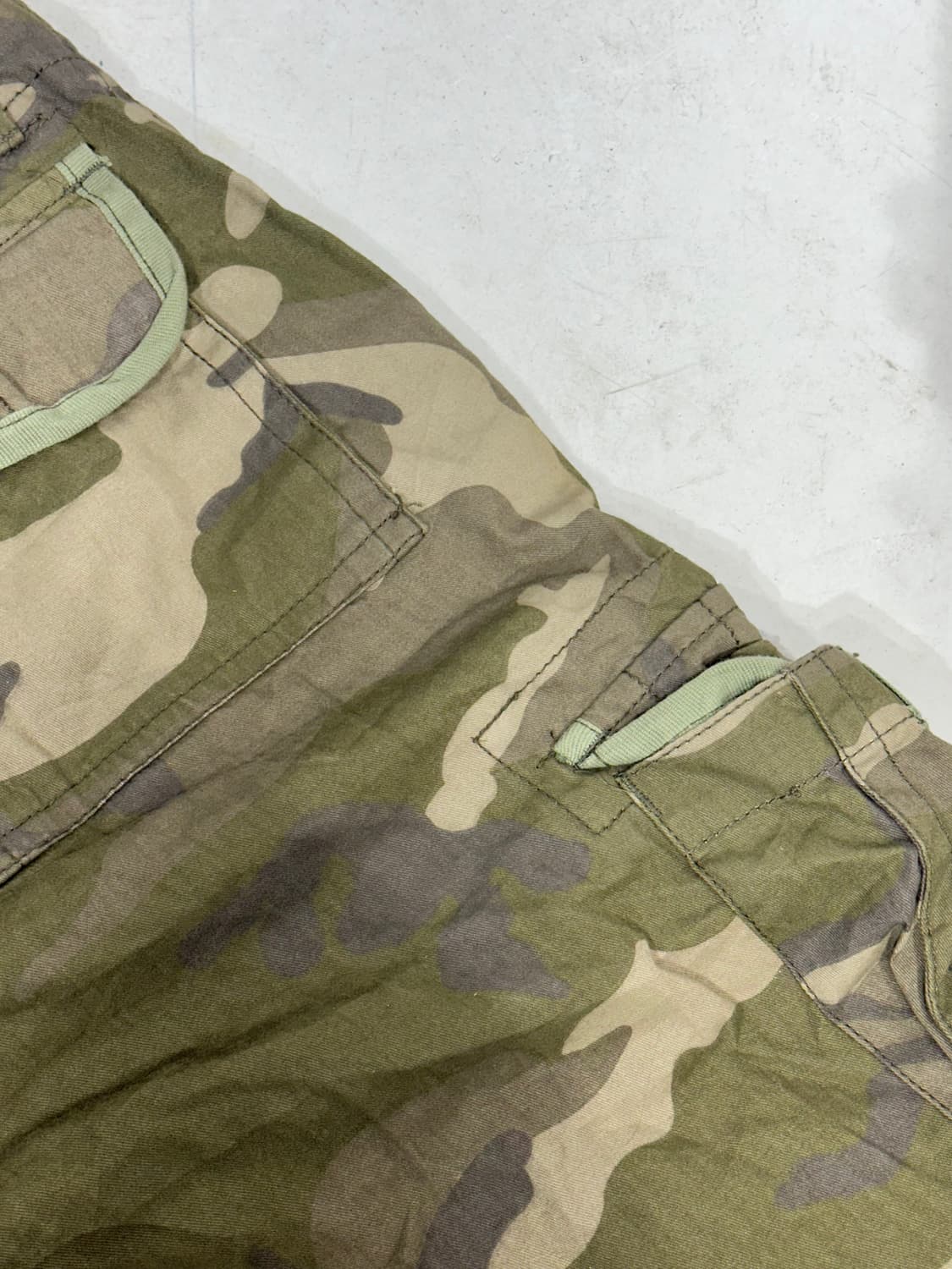 빈티지 카키 밀리터리 카모 와이드 포켓 디테일 카고 팬츠 힙합 바지 L 상품이미지6