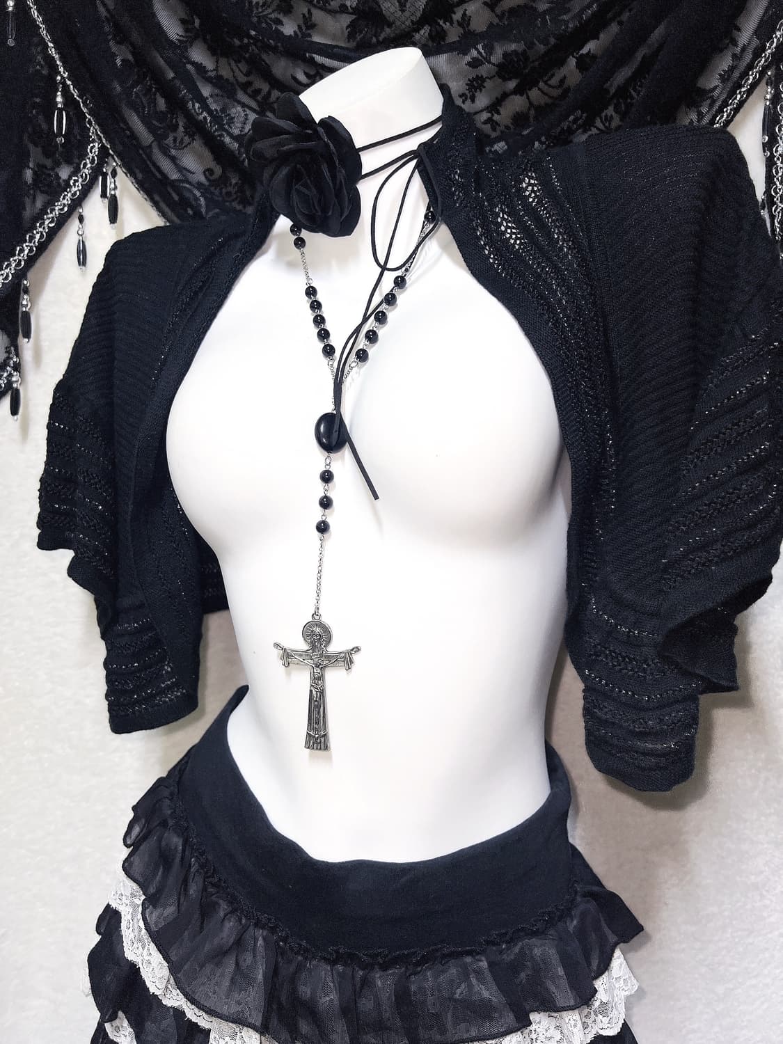 로맨틱고딕 고스 니트 프릴러플 숄 볼레로 가디건 다크페어리 그런지 핀터 상품이미지5