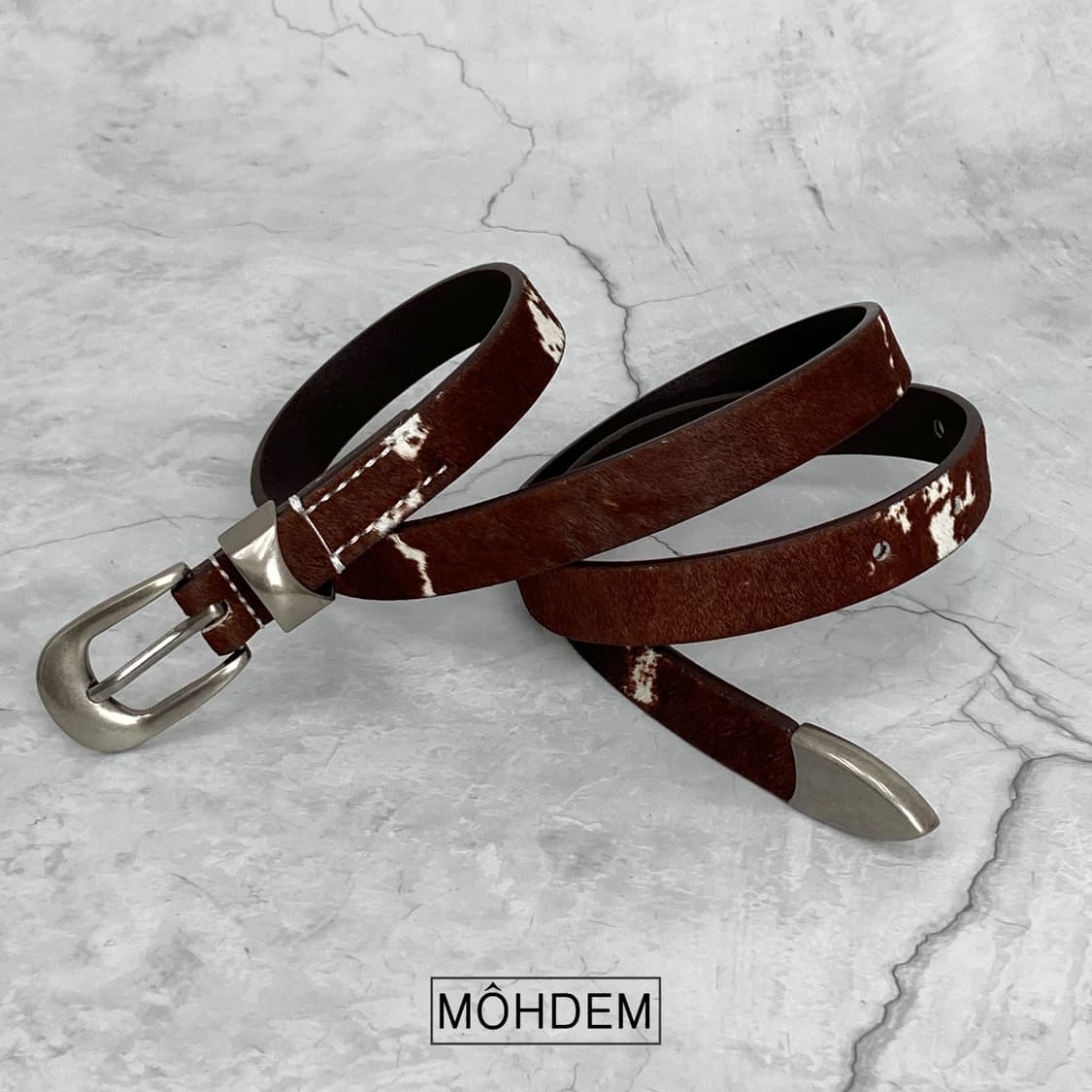 [Unisex] 카우 송치털 웨스턴 가죽 벨트 상품이미지8