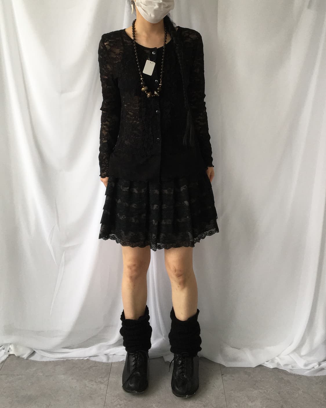 Frill point flower pattern lace cardigan 상품이미지1