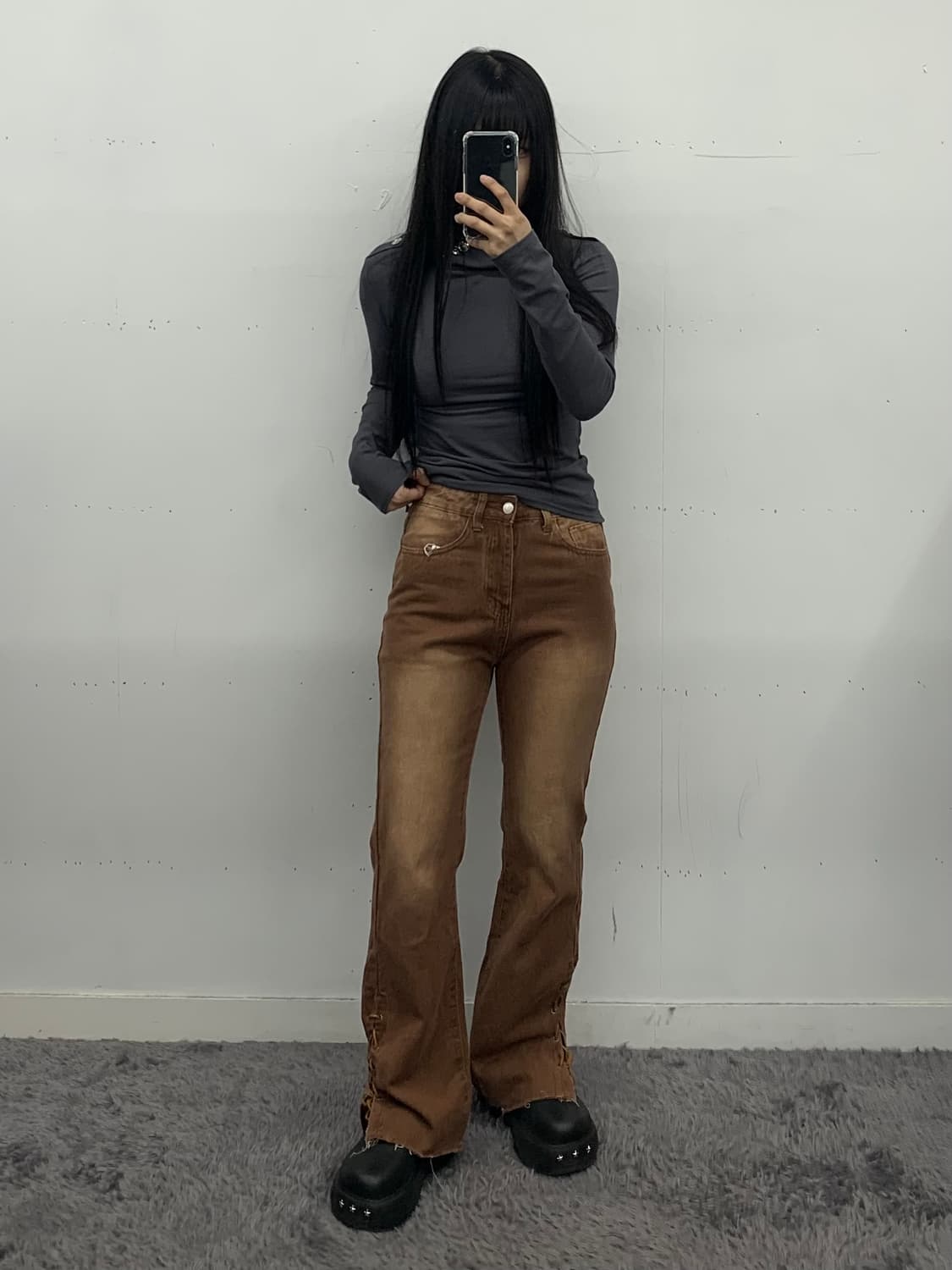 아일렛 하이웨이스트 부츠컷 팬츠 상품이미지2