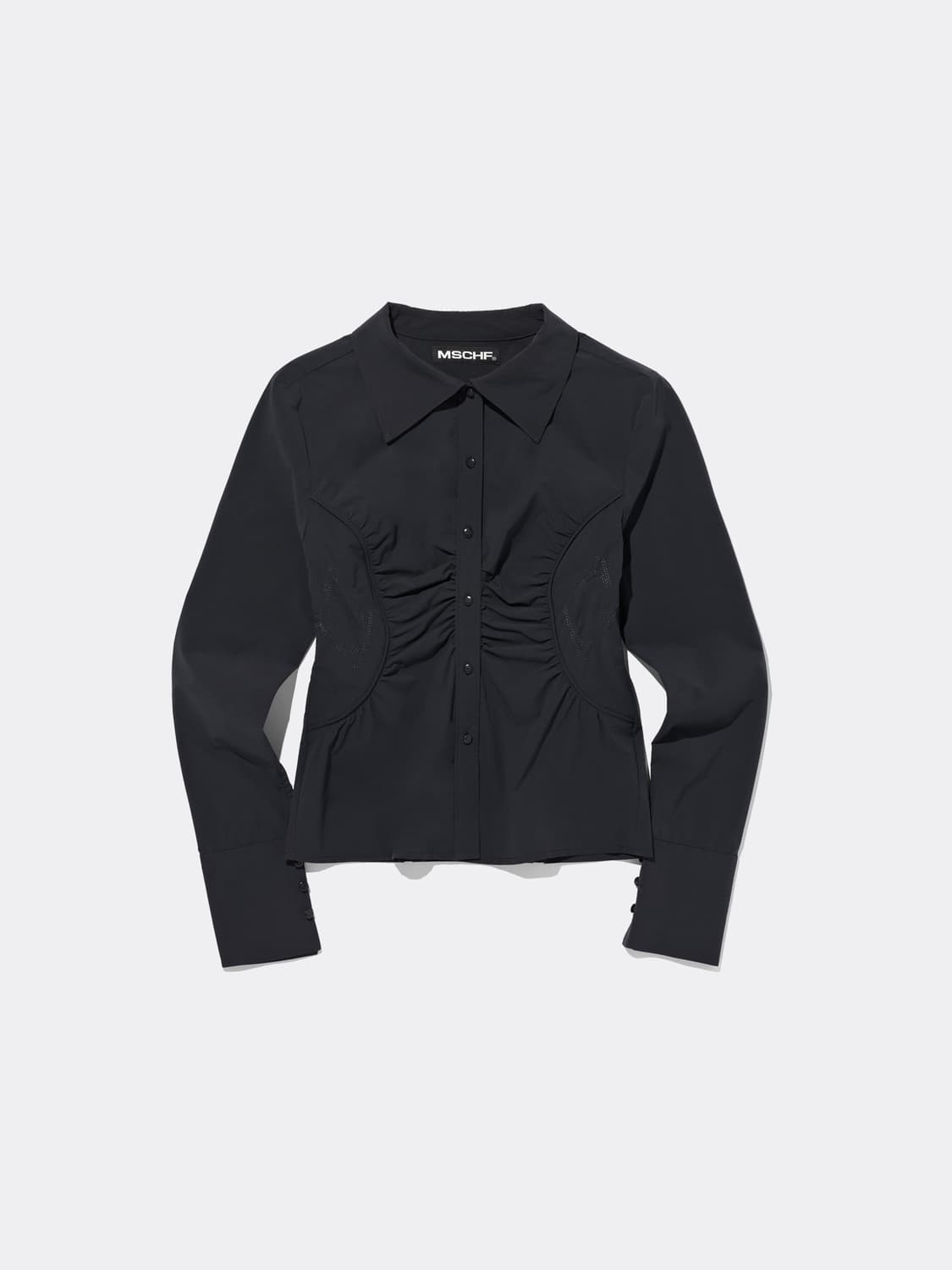 [L] 미스치프 셔링 셔츠 SHIRRING SHIRT-CHARCOAL 상품이미지1