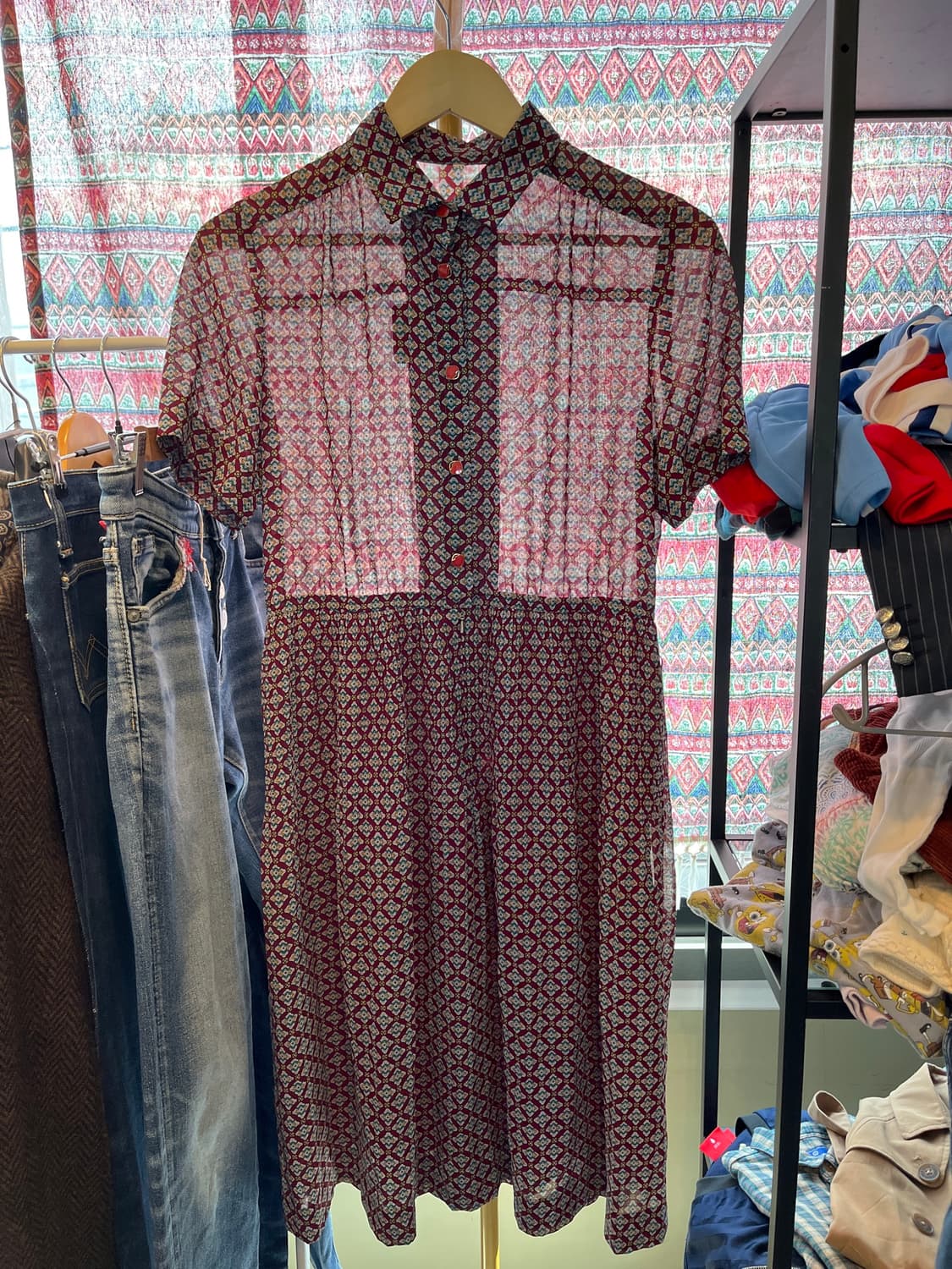 Vintage Japanese burgandy pattern dress 상품이미지1