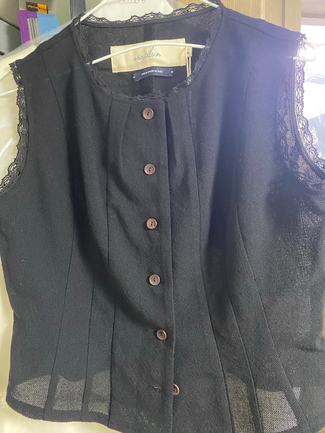 비아플레인 보리스 버튼 베스트 블랙 프리사이즈 상품이미지2