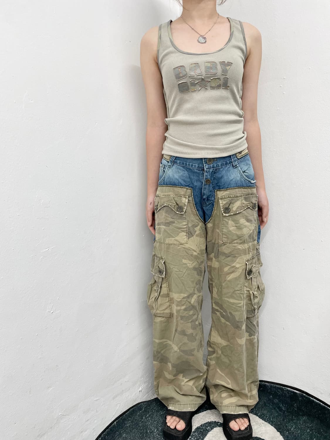 데님 카모 그런지 포켓 카고팬츠  상품이미지7