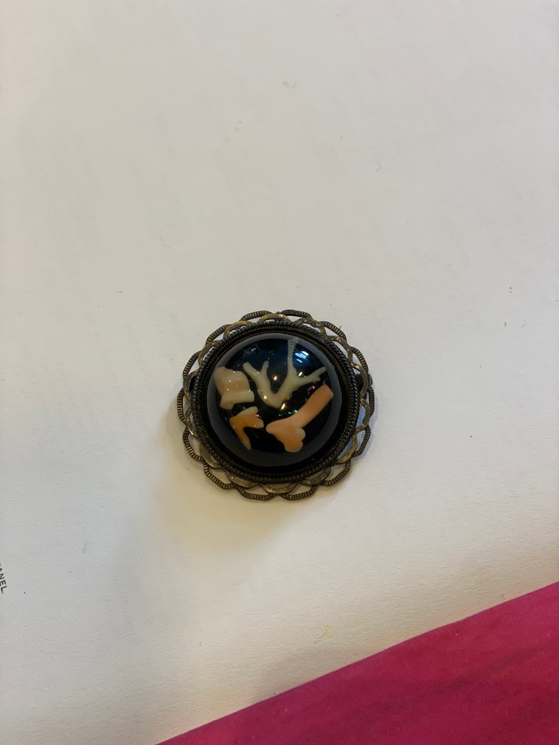 산호 장식 빈티지 돔 브로치 겸 팬던트 상품이미지5