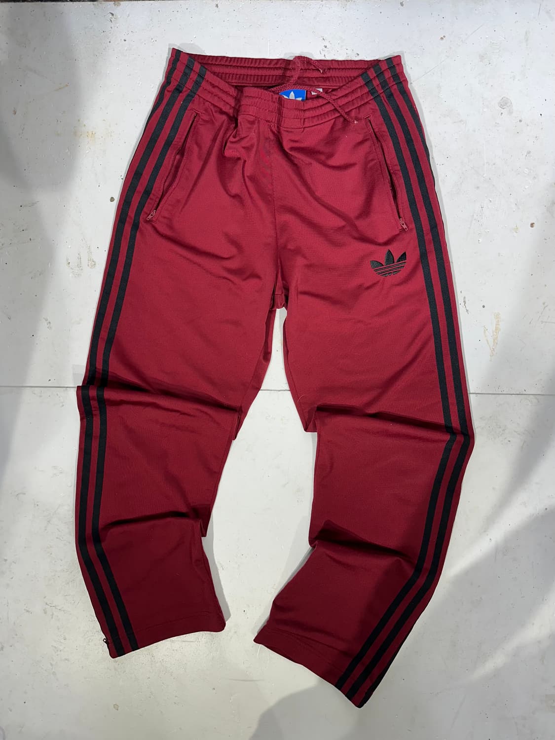 아디다스 버건디 블랙 삼선 추리닝 바지 와이드 파이어버드 팬츠 90 상품이미지4