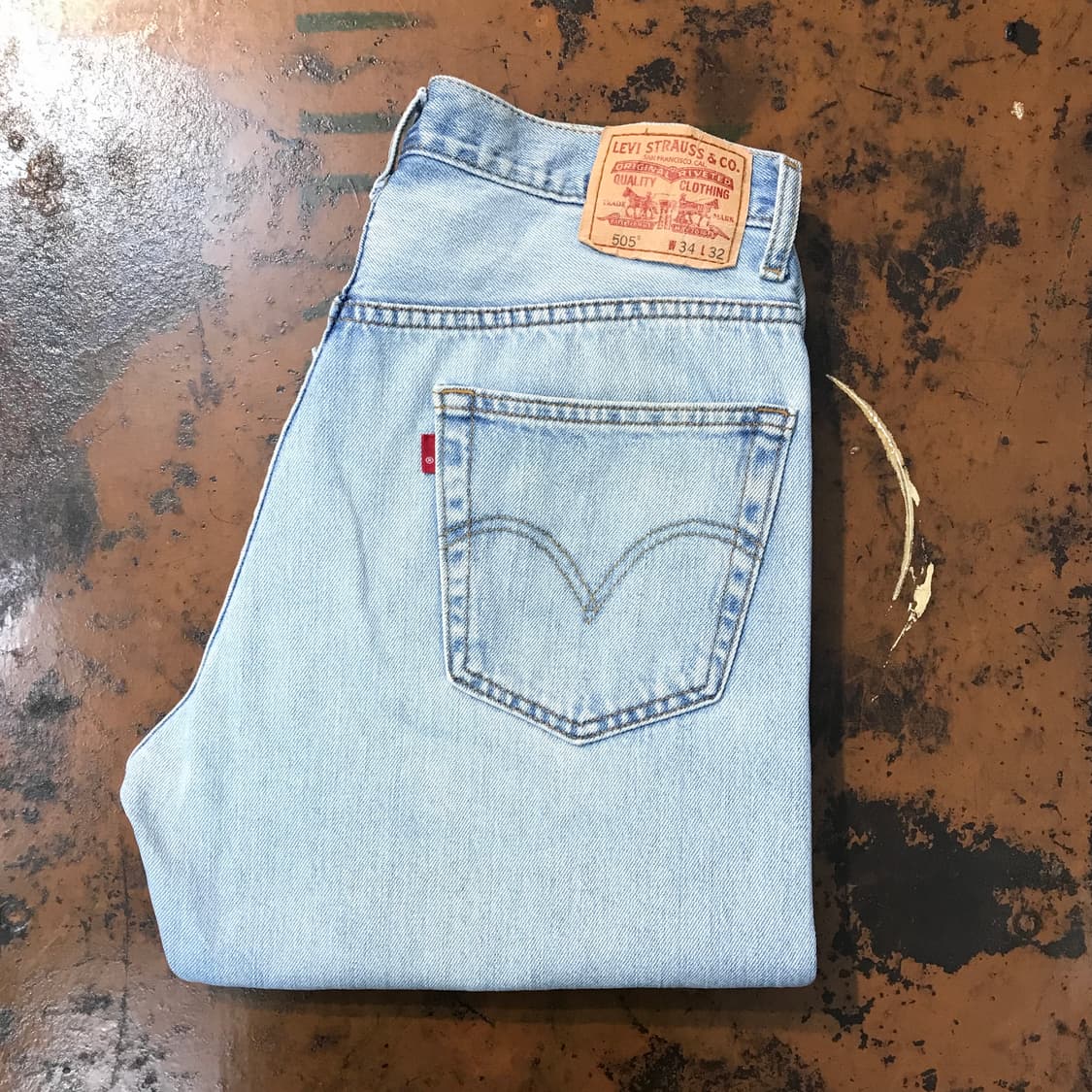 리바이스 505 연청 데님 팬츠 허리 32 사이즈  상품이미지1