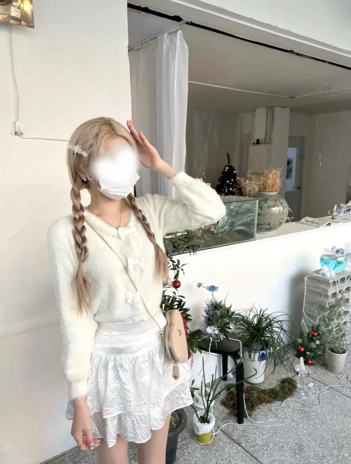 Lodispotto 빈티지 진주 리본 앙고라 니트 가디건 일브 달천깔 상품이미지1