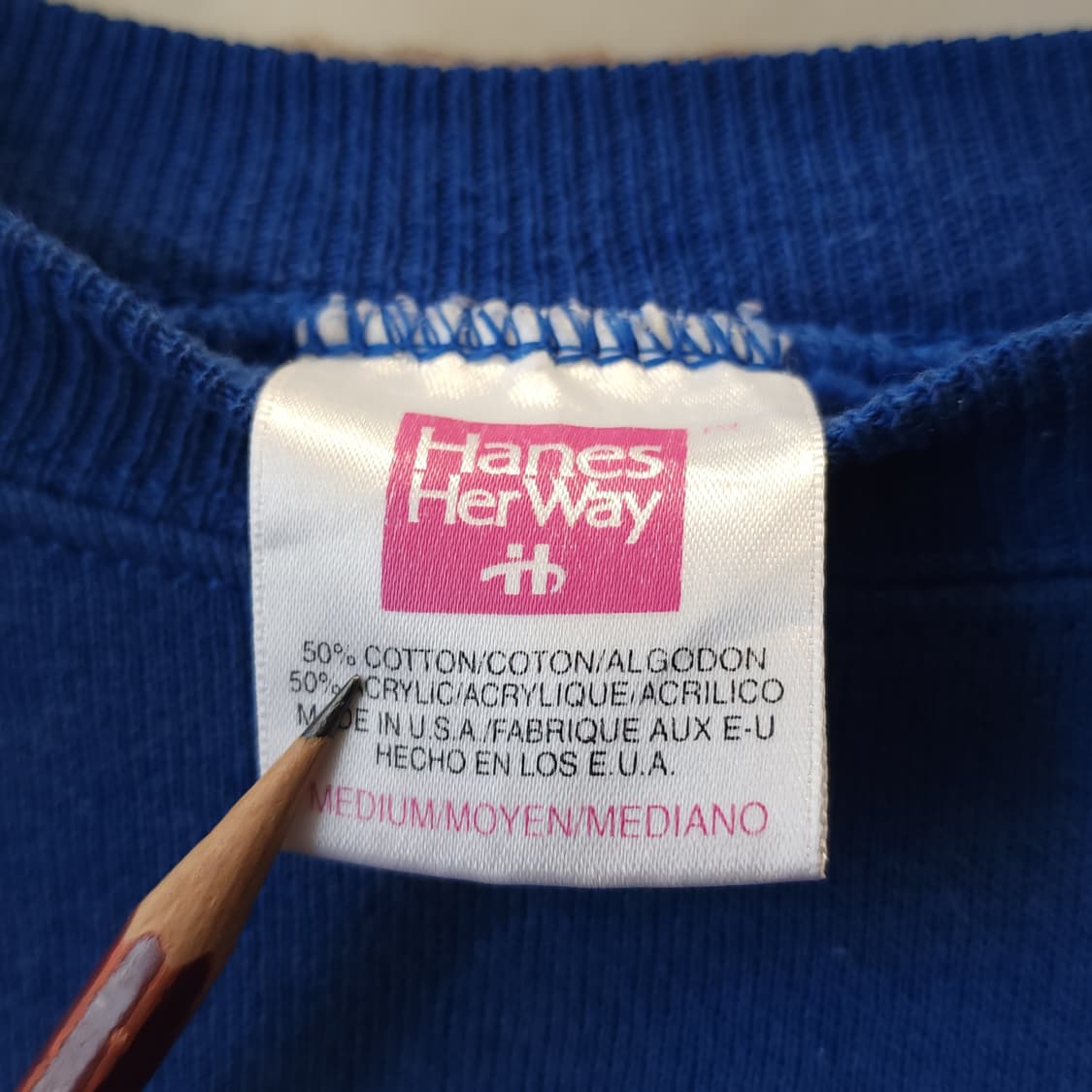 90s 헤인즈 빈티지 스웻셔츠 플레인 스웻셔츠 페인팅 블루 m 상품이미지4