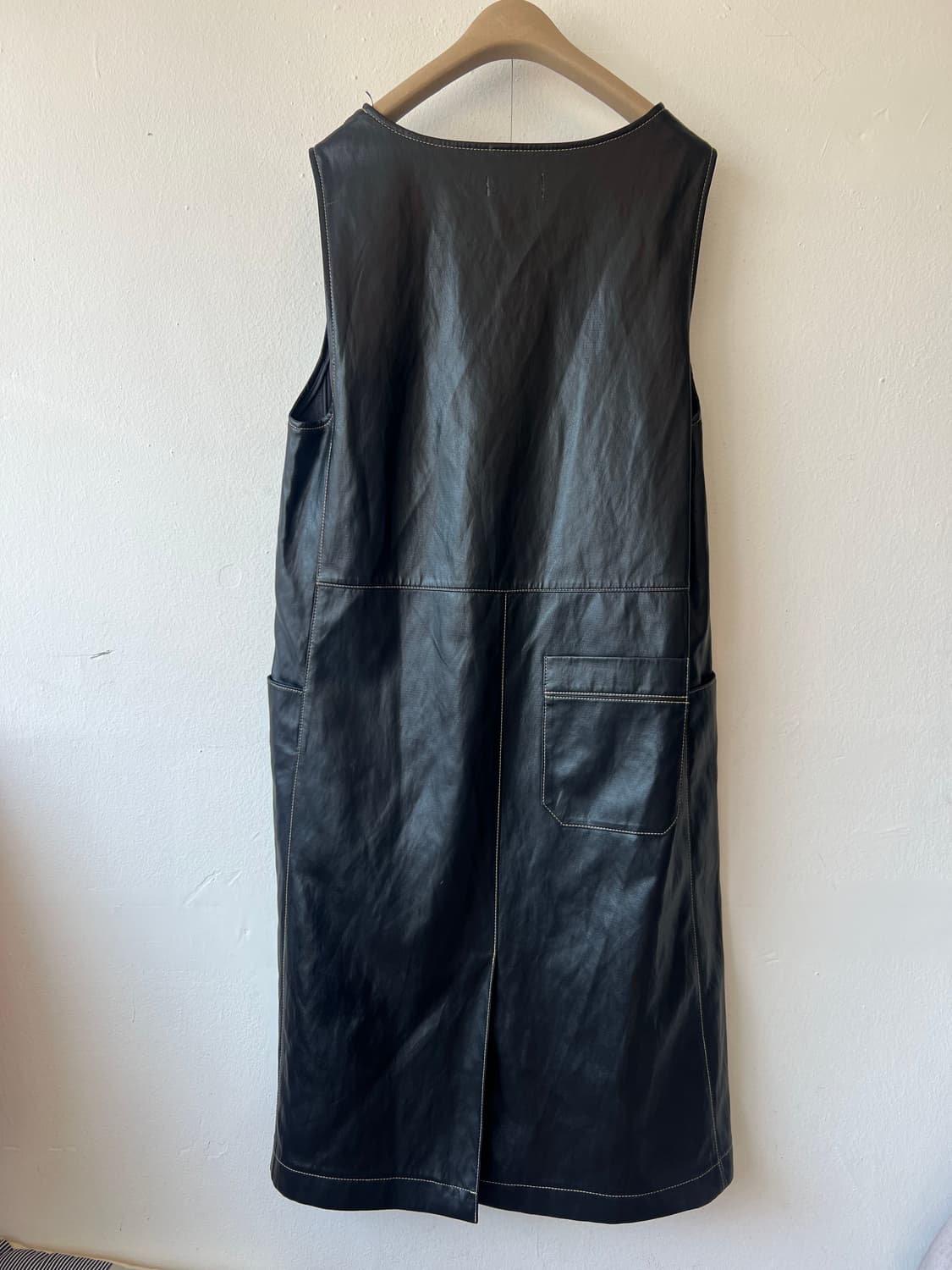 스튜디오톰보이 여성 블랙 페이크레더원피스 레이어드원피스  상품이미지3