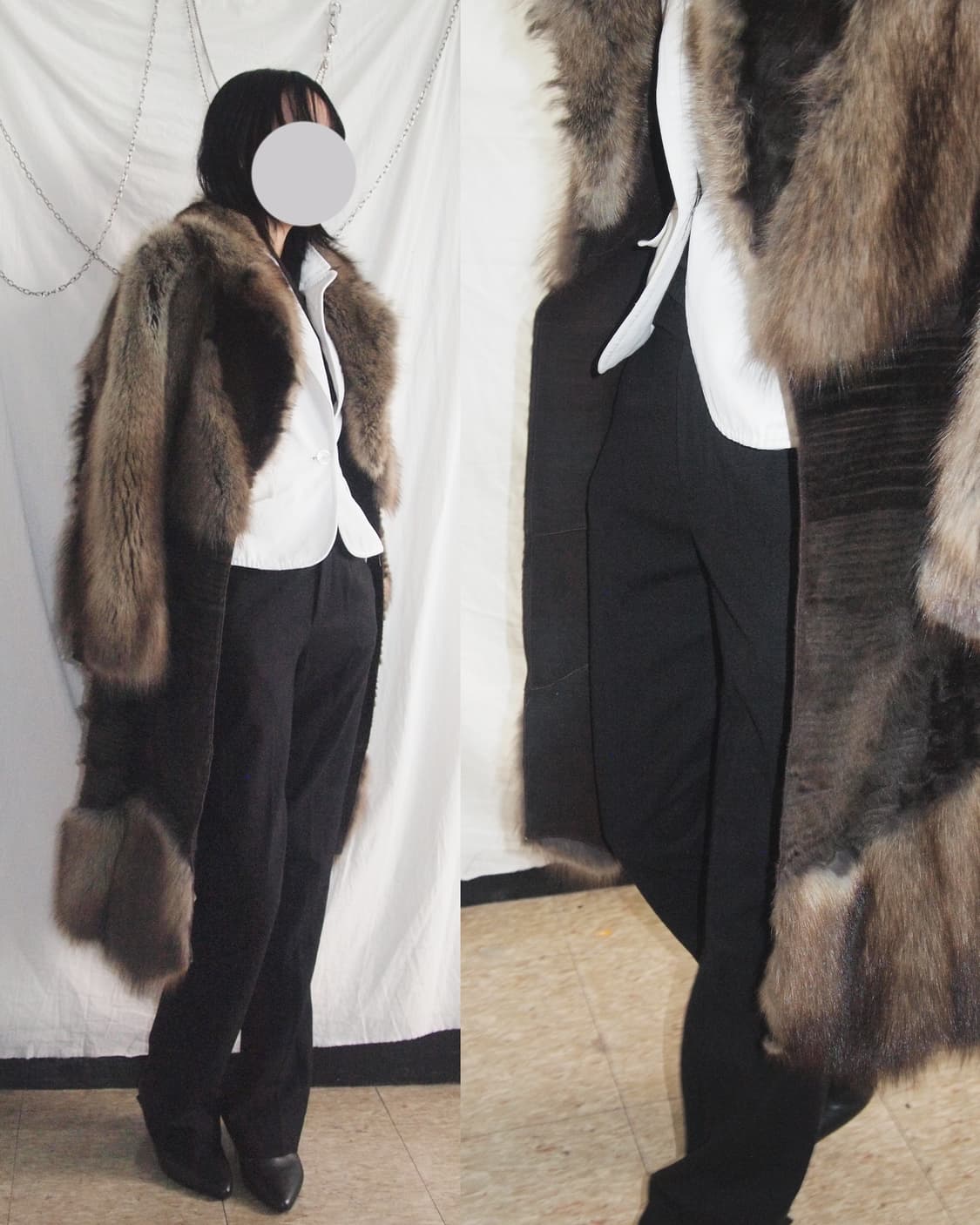 rare* 디올 존갈리아노 아트피스 패치워크 피셔 퍼 오버코트 상품이미지1