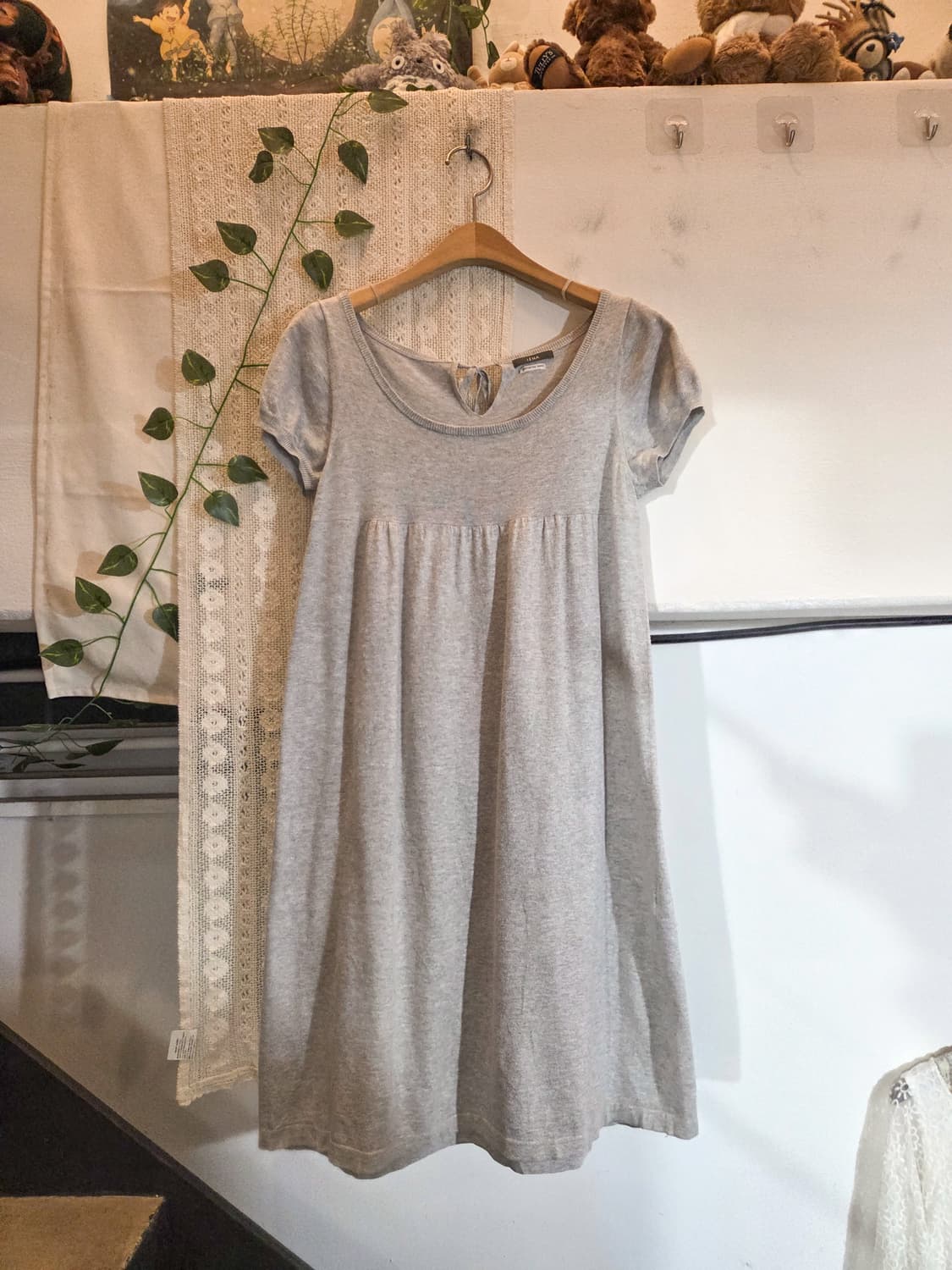 그레이 반팔 니트 원피스 상품이미지1