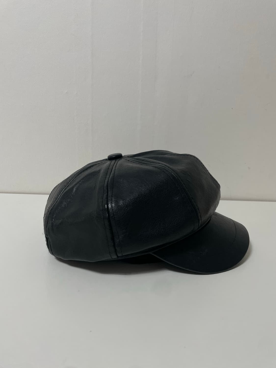 블랙 레더 가죽 뉴스보이캡 헌팅캡 모자 상품이미지3
