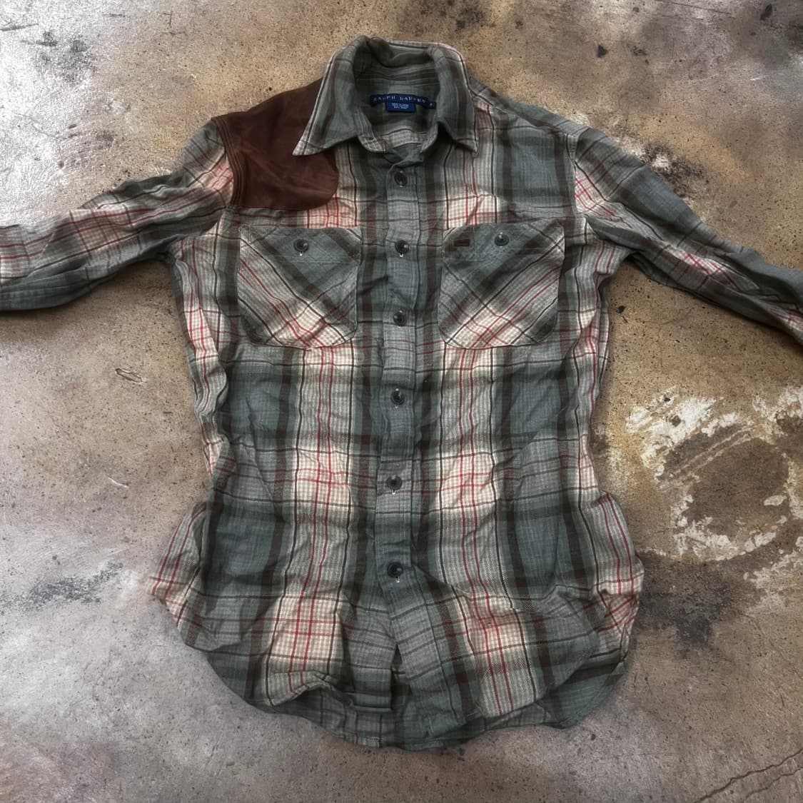 폴로 랄프로렌 카키 베이지 체크 셔츠 두쫀쿠  상품이미지3